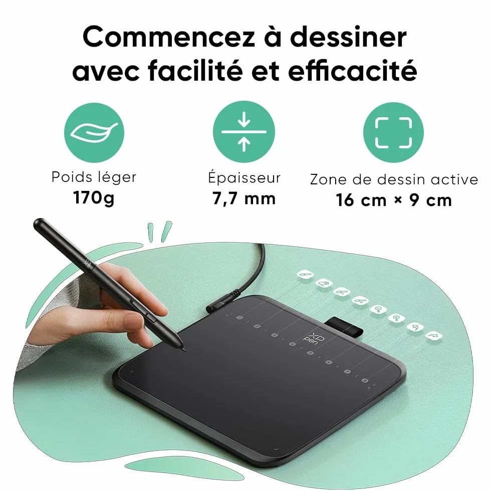 XPPen Deco 640 Tablette Graphique 16K Niveaux de Pression 6x4 Pouces