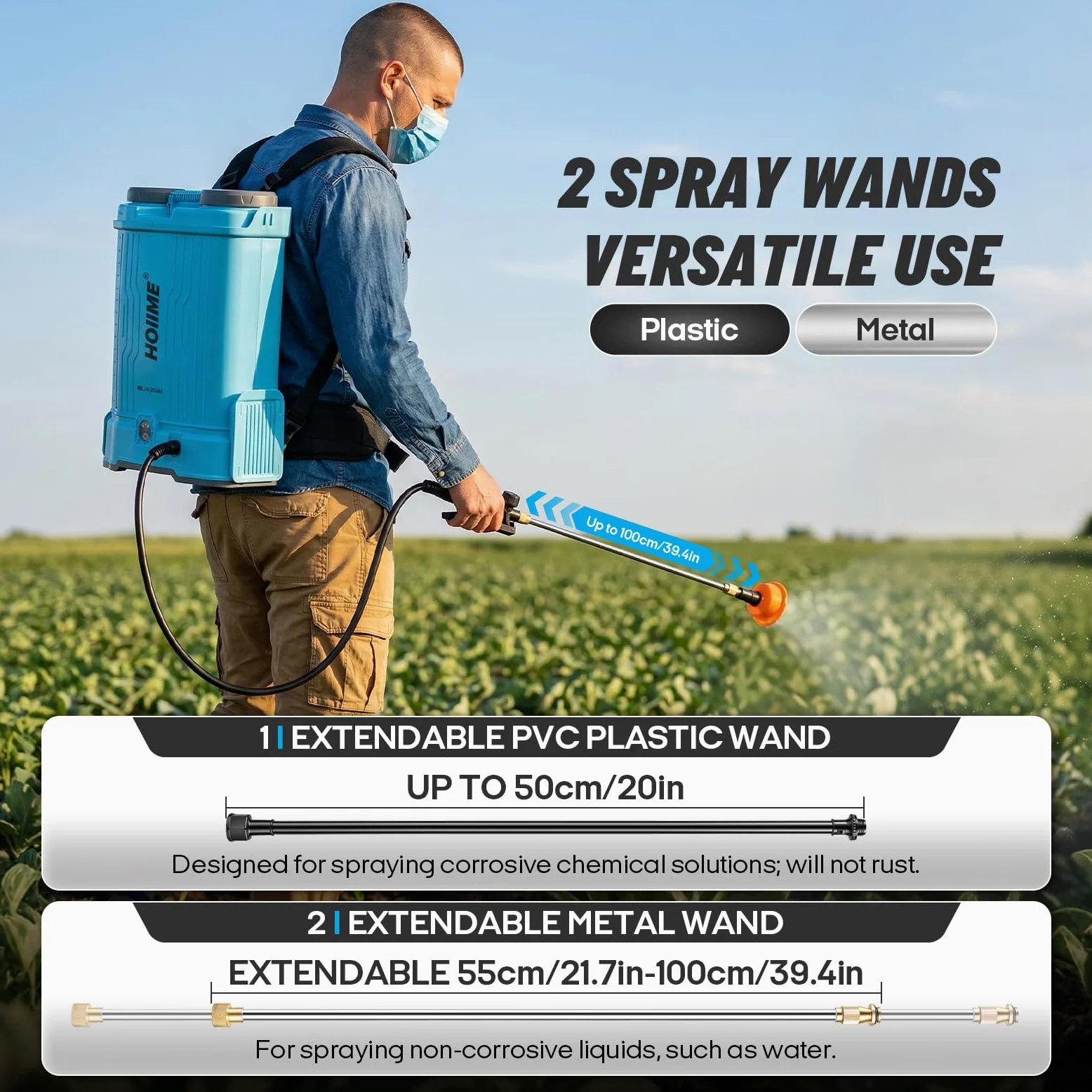 Pulvérisateur à Pression sans Fil 16L Pulvérisateur de Jardin, 7 Buses Pulvérisateur à Plantes Électrique 100PSI Résistance de pulvérisation réglable, Compatible avec les batteries Makita 18V