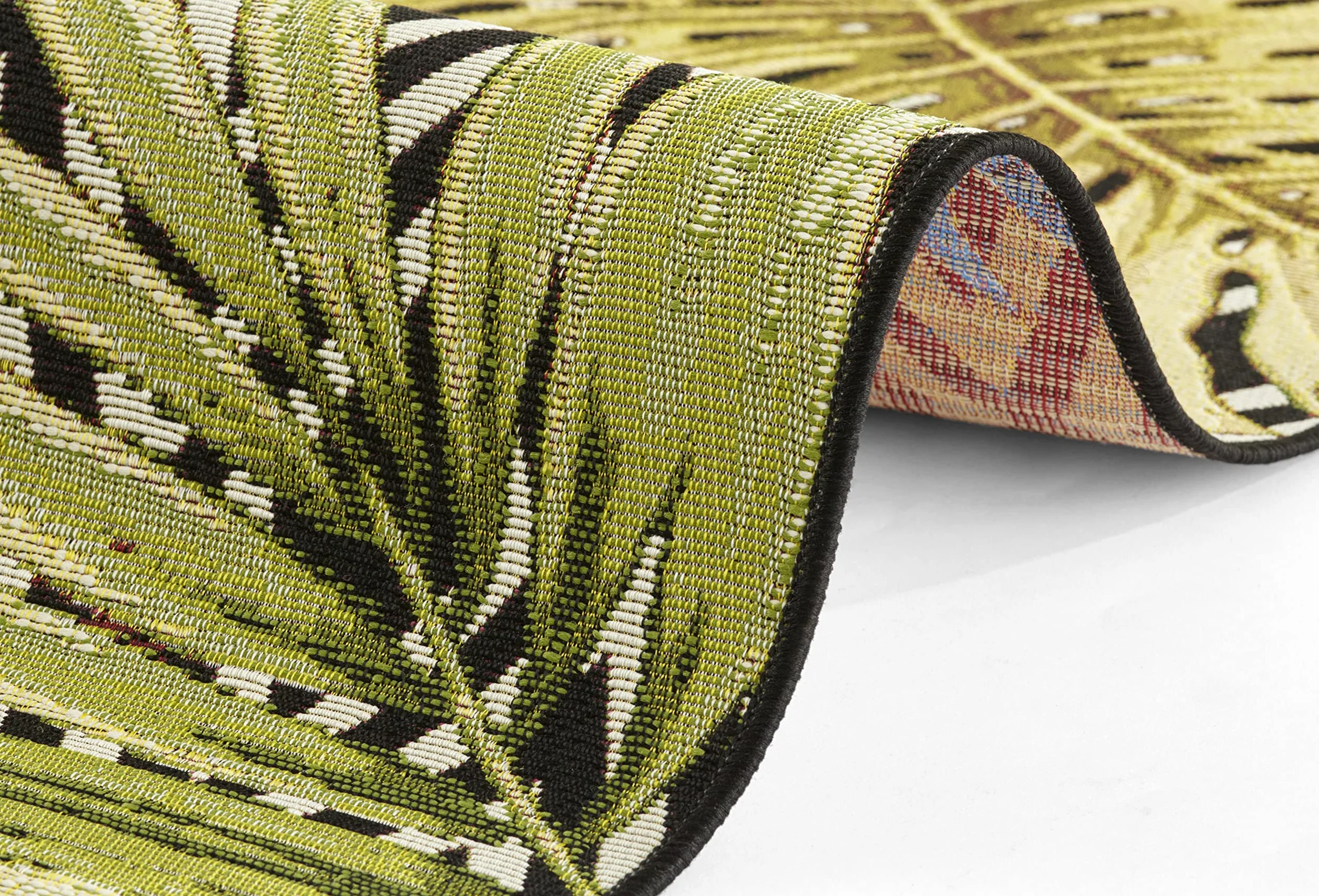 HANSE Home Diamonds Tapis d'intérieur et d'extérieur - Tissage Plat - Motif géométrique - Design de Palmiers Floraux - Certifié Oeko-Tex - Résistant aux intempéries et aux UV - pour Balcon, terrasse,