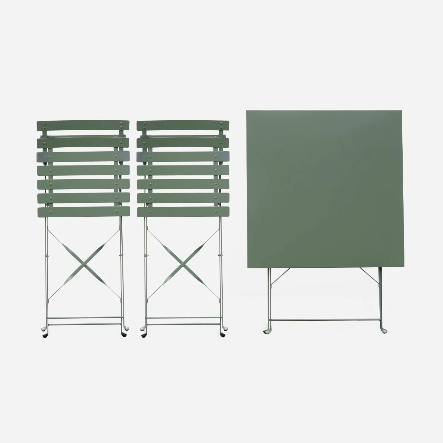 Sweeek Table de Jardin Bistrot Pliante Métal Acier Vert de Gris 70 x 70cm