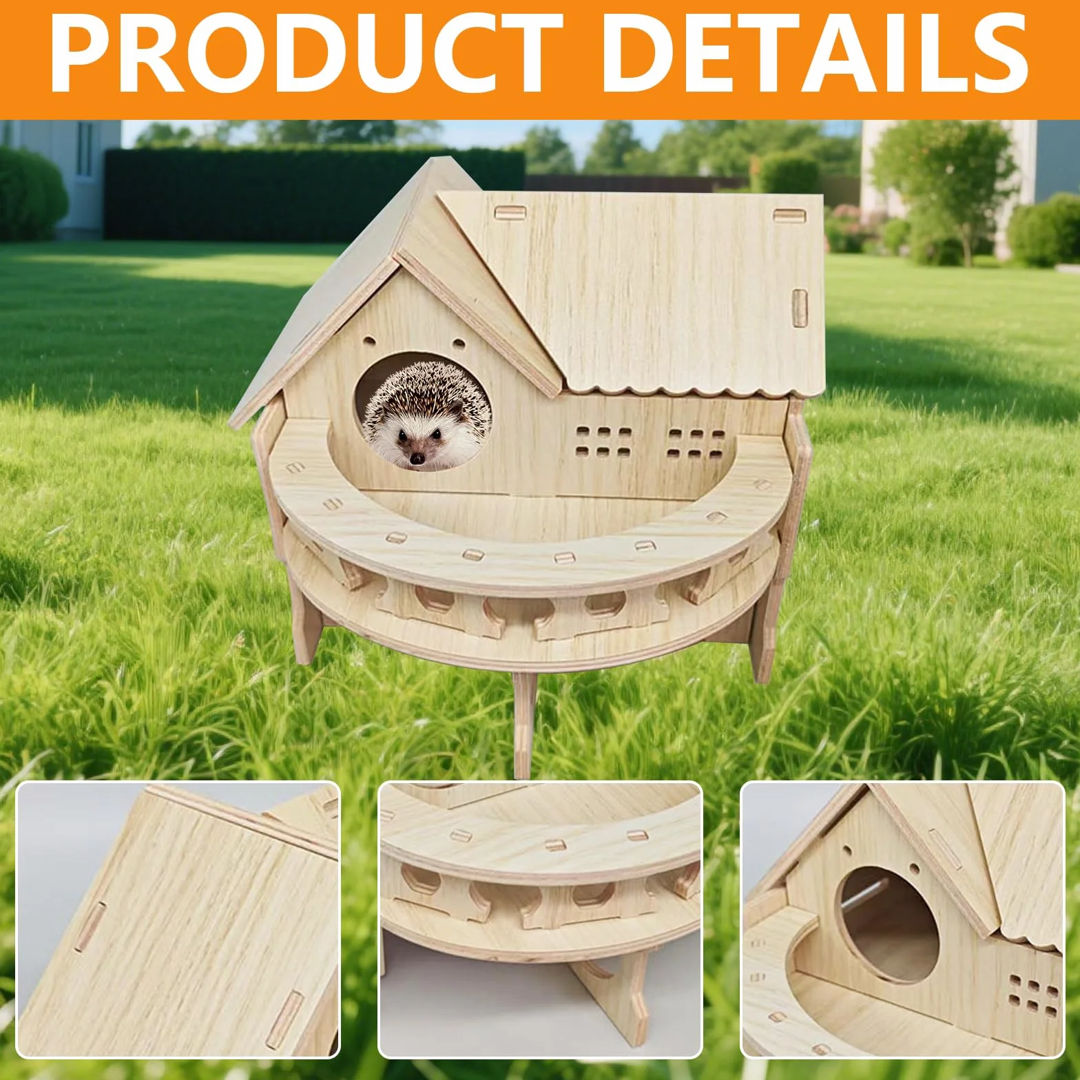 Maison pour Hérisson en Bois 35 x 27 x 27 cm avec Terrasse