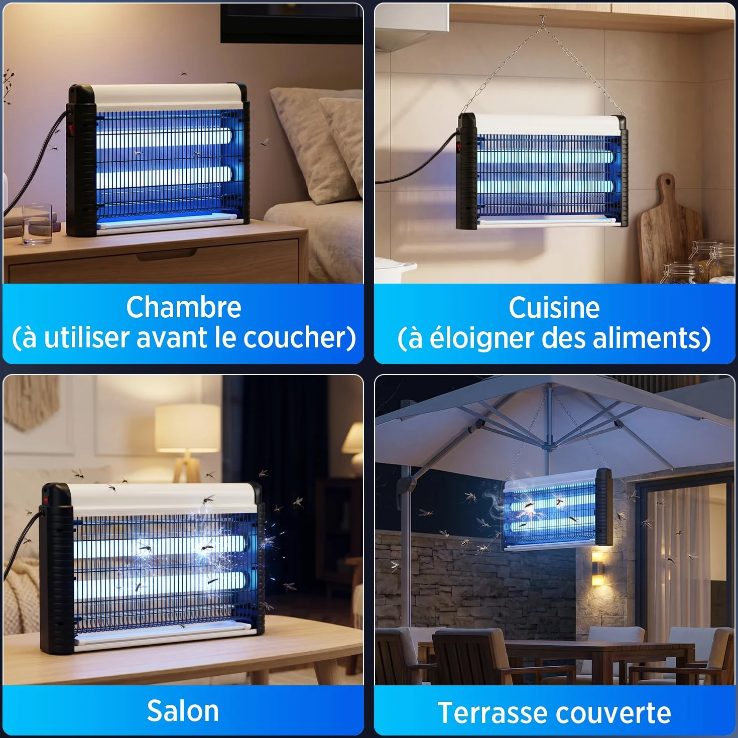 Lampe Anti Moustiques UV 35W 4000V Tue Mouche Électrique pour Intérieur 80m²