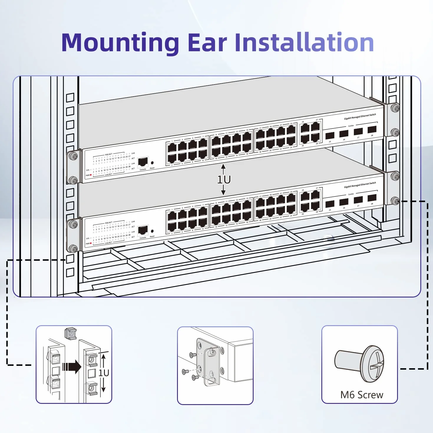 Kit de Montage en Rack pour Cisco 2960-X/2960-XR Series 3650/3850 Oreilles de Rack universelles
