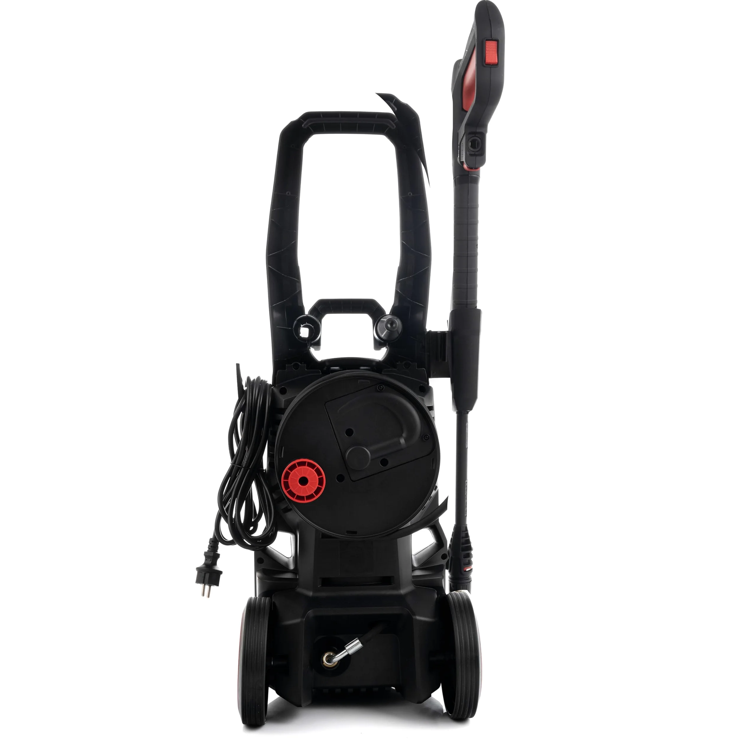 LEHMANN Austin Nettoyeur Haute Pression, 1800 W, Max. 220 Bar, Débit 450 l/h, Pompe en Aluminium, Rayon d'action 10 m, Enrouleur câble, Buse Réglable & Turbo, Canon à Mousse, Noir/Rouge
