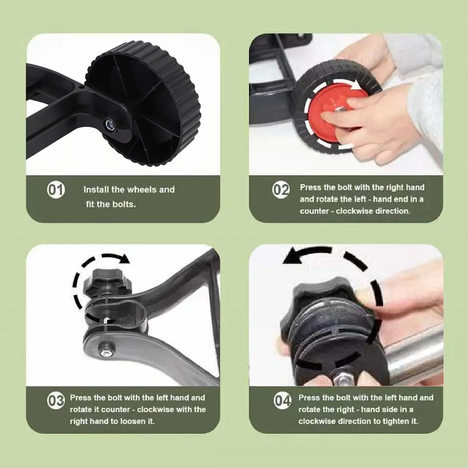 Roue de Support Réglable pour Tondeuse, Métal Plastique, Cadre Triangulaire