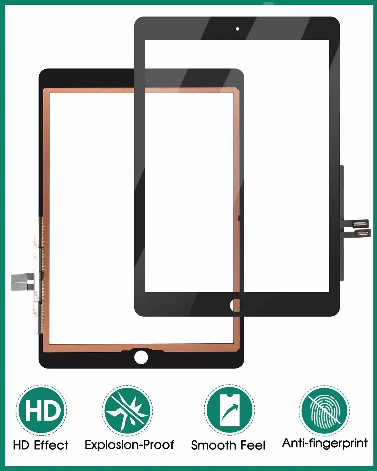 Écran Tactile De Remplacement Pour iPad 9.7 2018 6ème Génération A1893 A1954 Kit de Montage avec Verre Trempé Noir