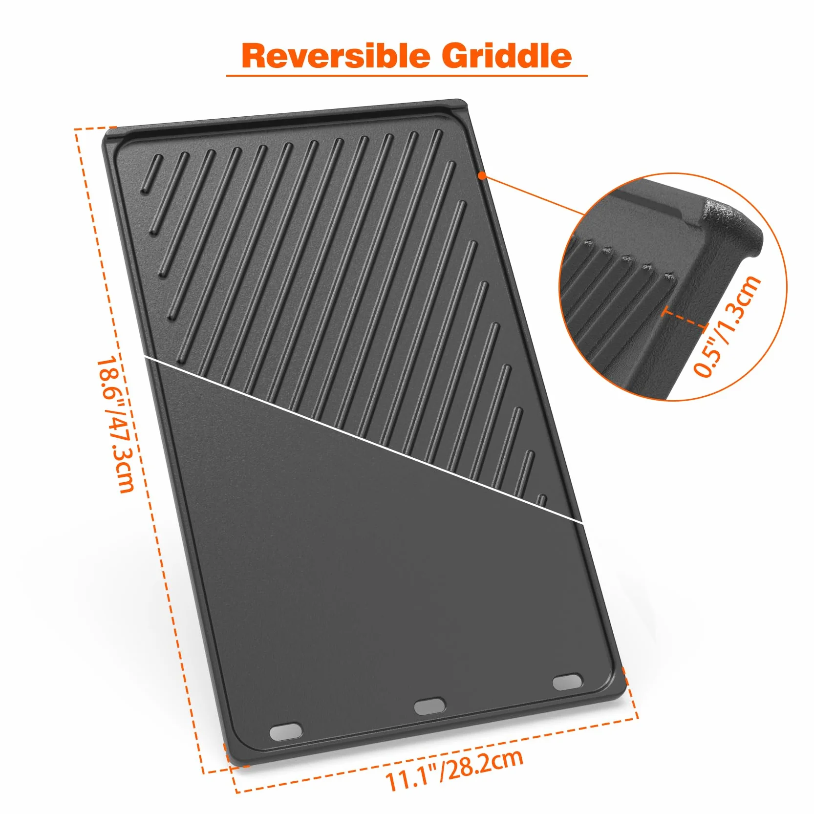 onlyfire Plaque de Cuisson Réversible 47 x 28 cm pour Barbecue à Gaz Weber Genesis II 400 LX400 - Fonte Plancha BBQ