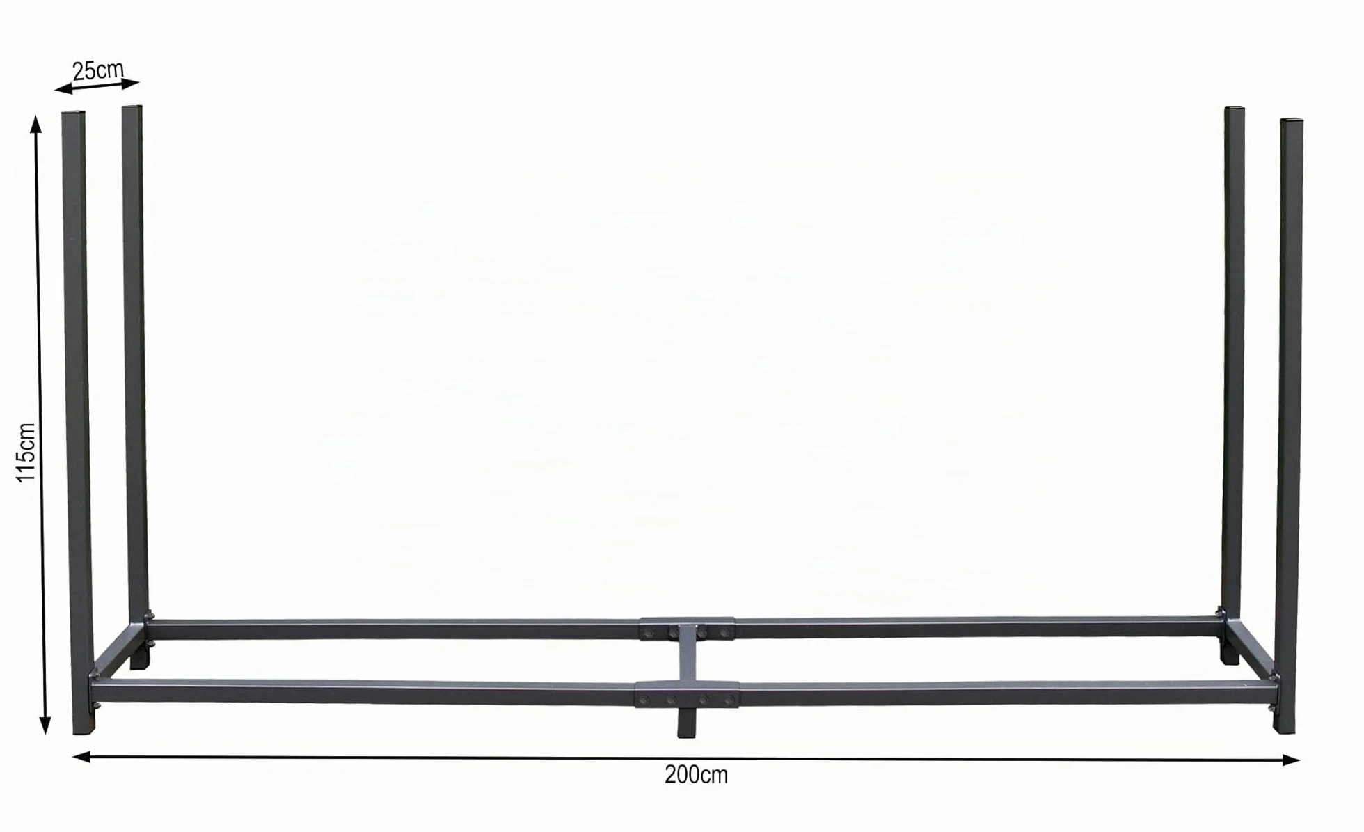 Étagère en métal pour Bois de cheminée Gris Anthracite 200 x 25 x 115 cm QUICK STAR