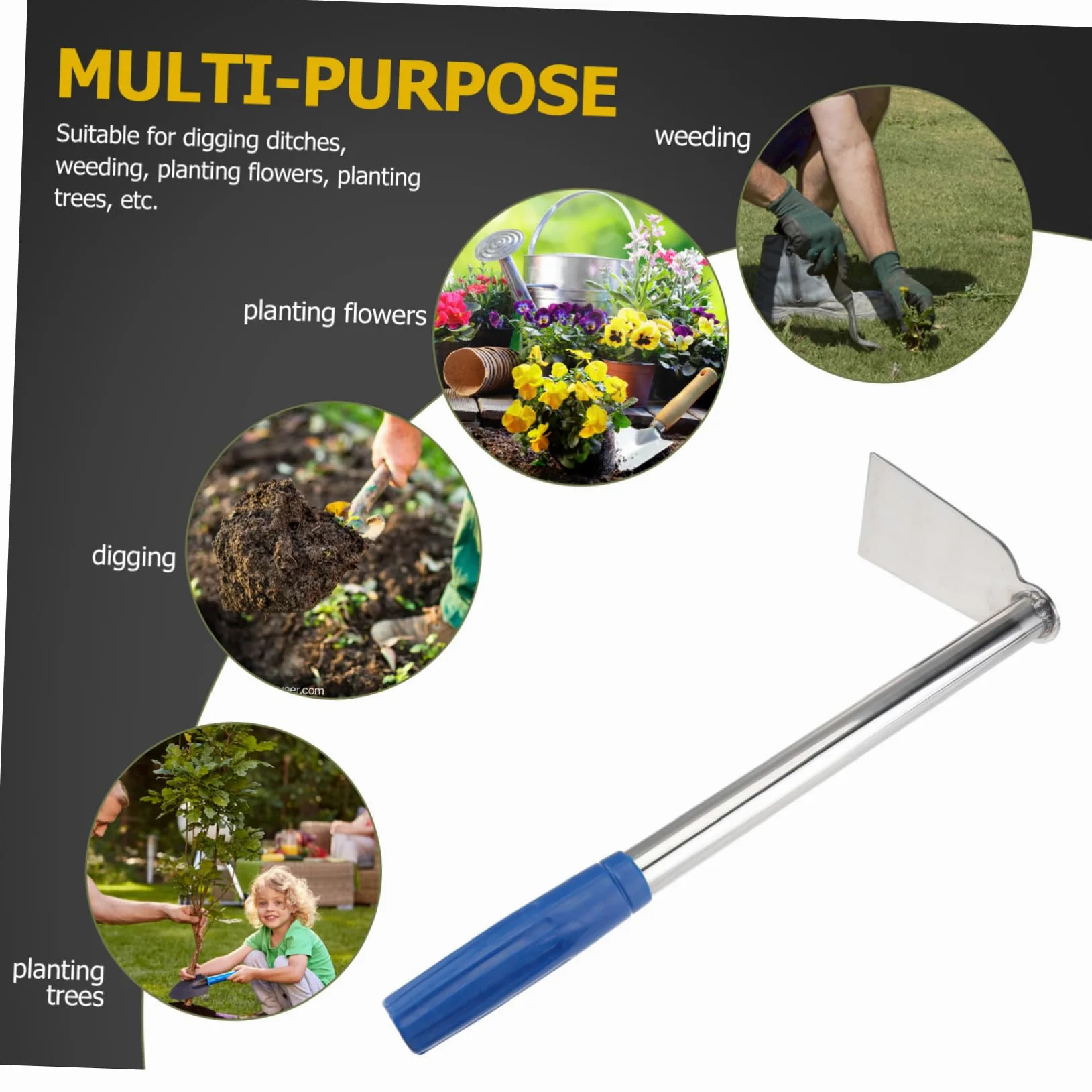 TOYANDONA 2 Pièces Houe de Jardinage Outil de binage de Jardinage houe pour Creuser Le Sol houe portative Outil d'ameublissement du Sol houe Agriculture Caoutchouc Silver