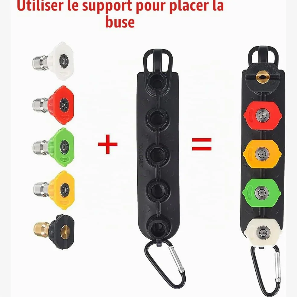 Lance Nettoyeur Haute Pression,Pistolet Nettoyeur Haute Pression,Pistolet Haute Pression,5000 psi Pistolet de nettoyage haute pression avec rallonge de rechange,5 embouts, Pour lavage des voitures