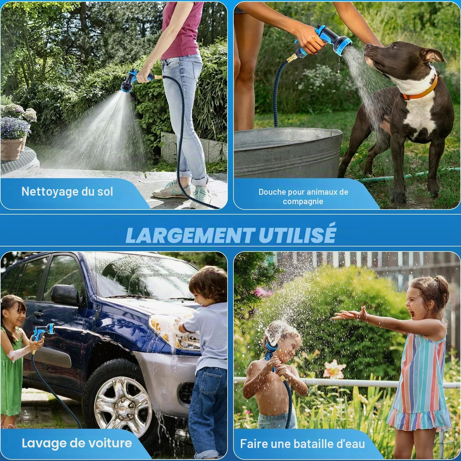 Jsdoin Tuyau Arrosage Extensible 30m - D'arrosage avec Pistolet Multifonction 10 Jet, Tuyaux Adaptateurs 1/2" et 3/4" pour Jardinage, Irrigation, Nettoyage Lavage de Voiture (30m/100ft)