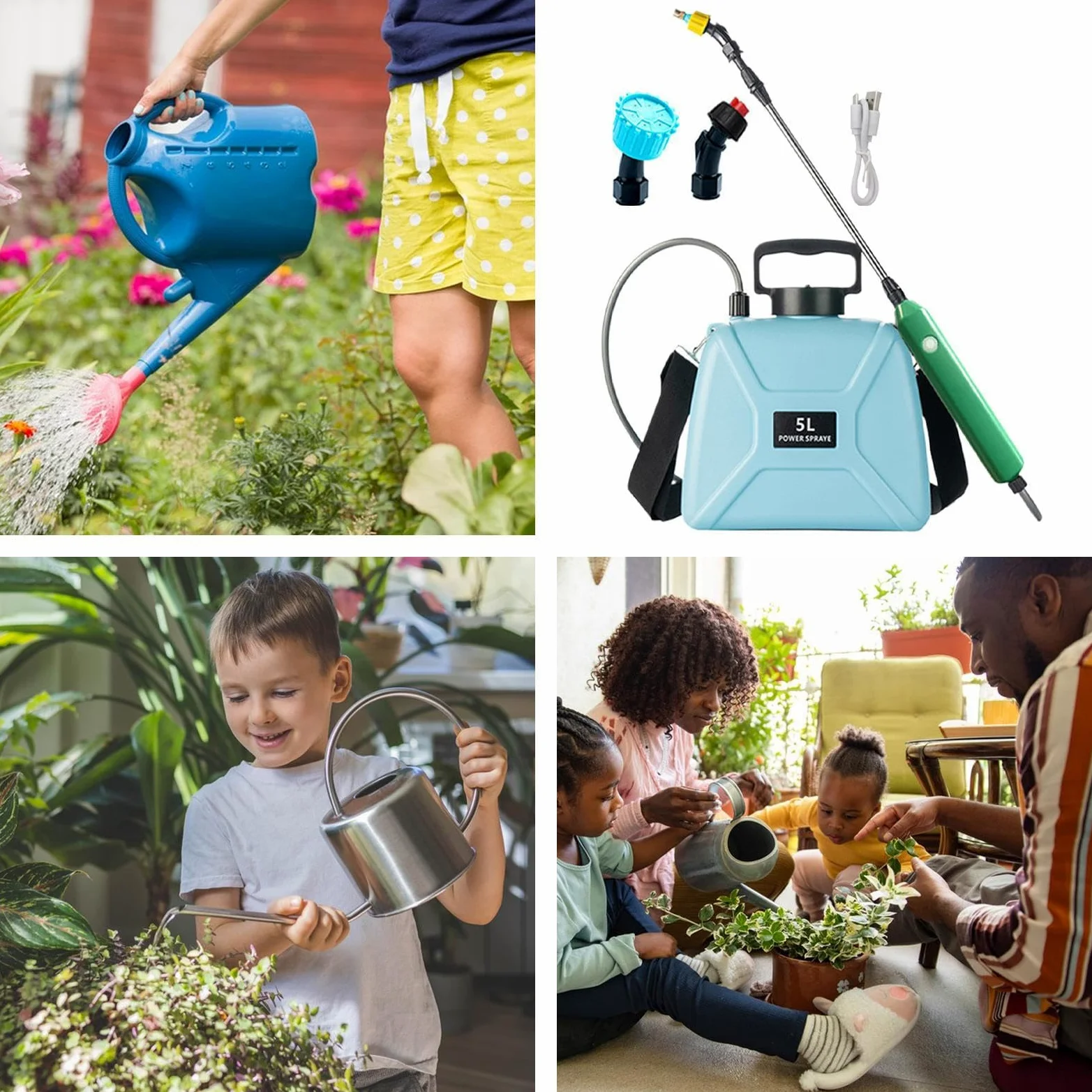 Pulvérisateur À Pompe Électrique Outil d'Arrosage à 3 Buses | Pulvérisateur De Pelouse 5L Avec Bandoulière Et Lance Télescopique Pour Extérieur Pelouse Jardin Piscine Soin Des