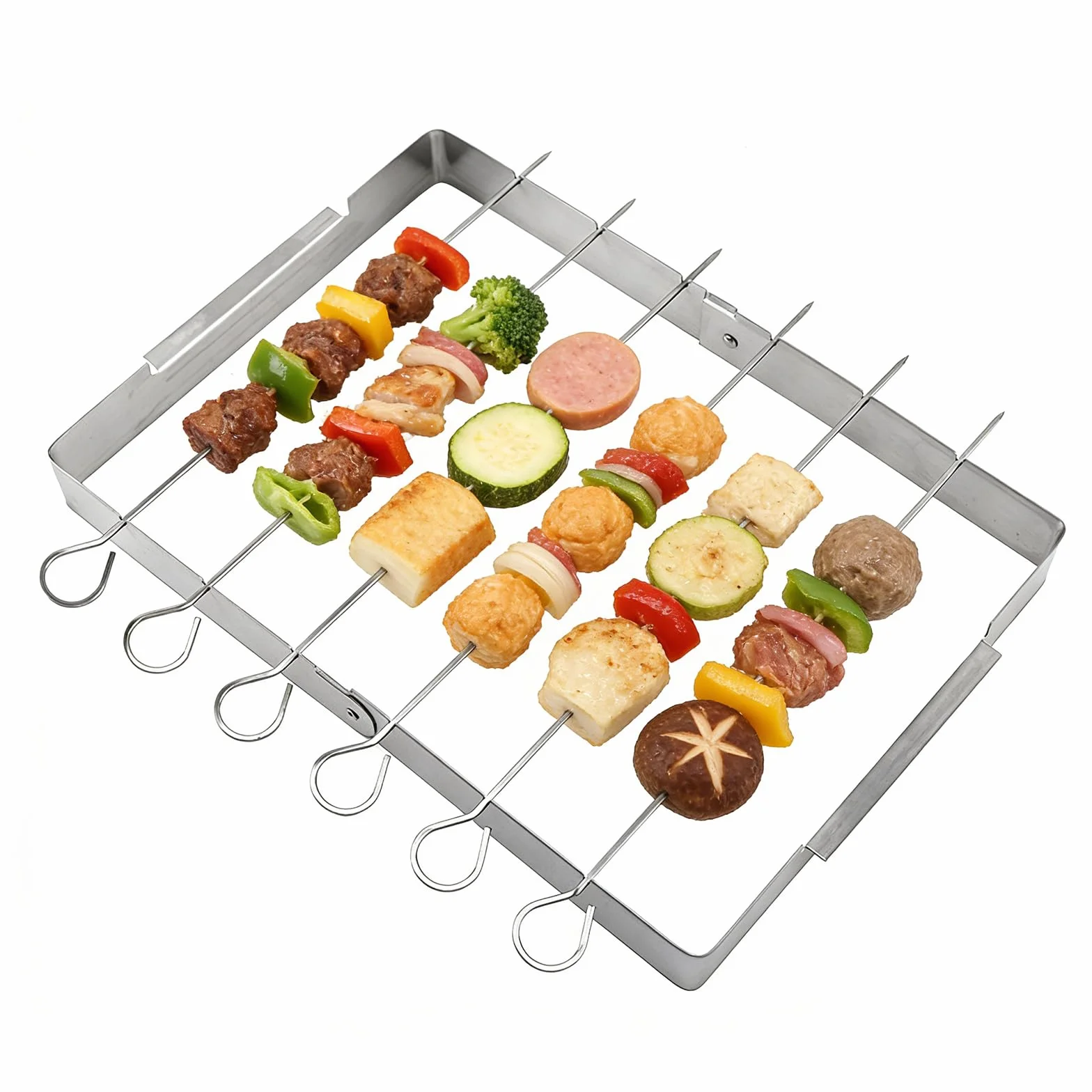 Brochettes à Viande Lot de 6 avec Support pour Barbecue et Accessoires