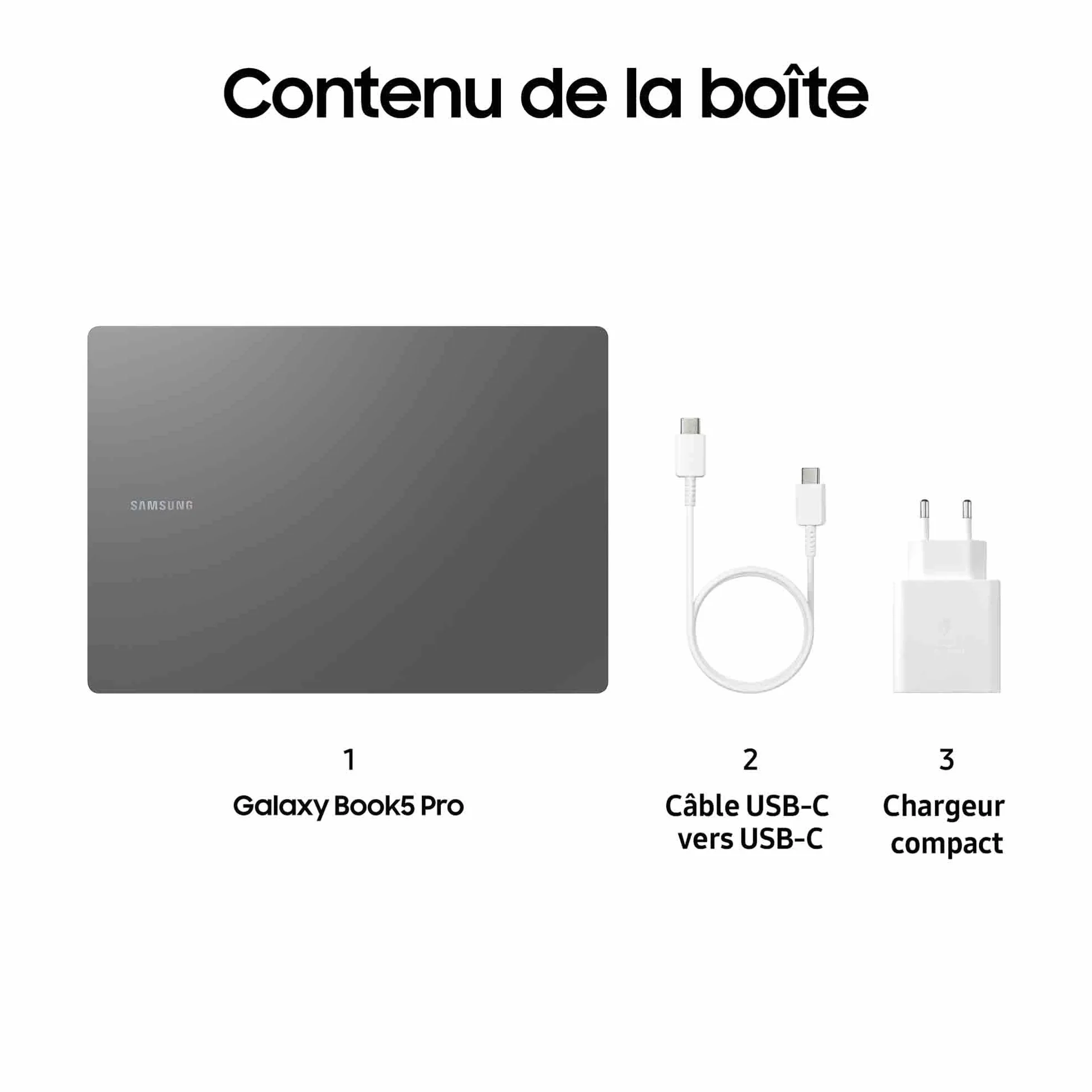 Samsung Galaxy Book5 Pro 16" Ordinateur Portable Intel Core Ultra 7 16 Go RAM 1To Clavier AZERTY FR Anthracite