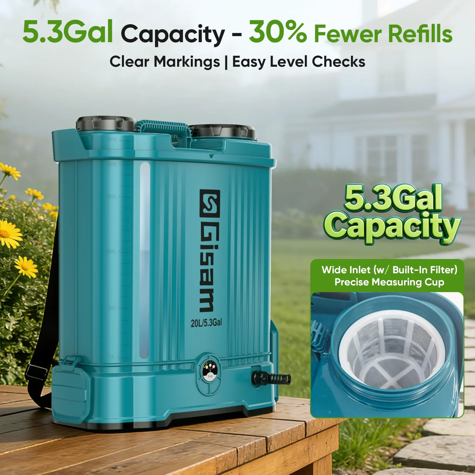 20L Pulverisateur Electrique, Pulvérisateur de Jardin 120 PSI avec 2 * 2.0Ah, 5 Buses, Perche Télescopique pour L'arrosage, La pulvérisation de Pesticides et Le Nettoyage D'appareils (Bleu-1)