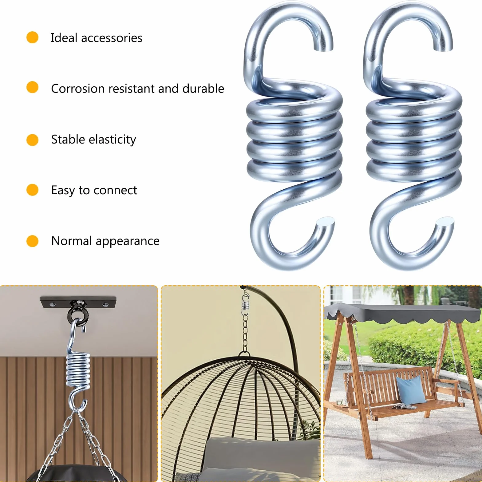 Ressorts de Tension en Acier au Carbone avec Crochet 450 kg pour Parasol Voile d'Ombrage