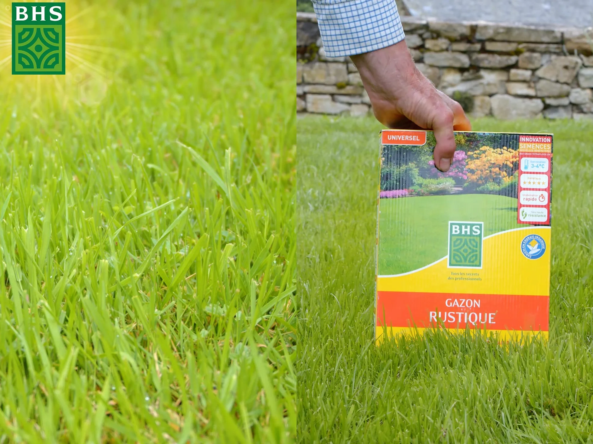 Gazon Rustique BHS GRU1 1kg 40m² Résistant Robuste Tous Terrains Climats