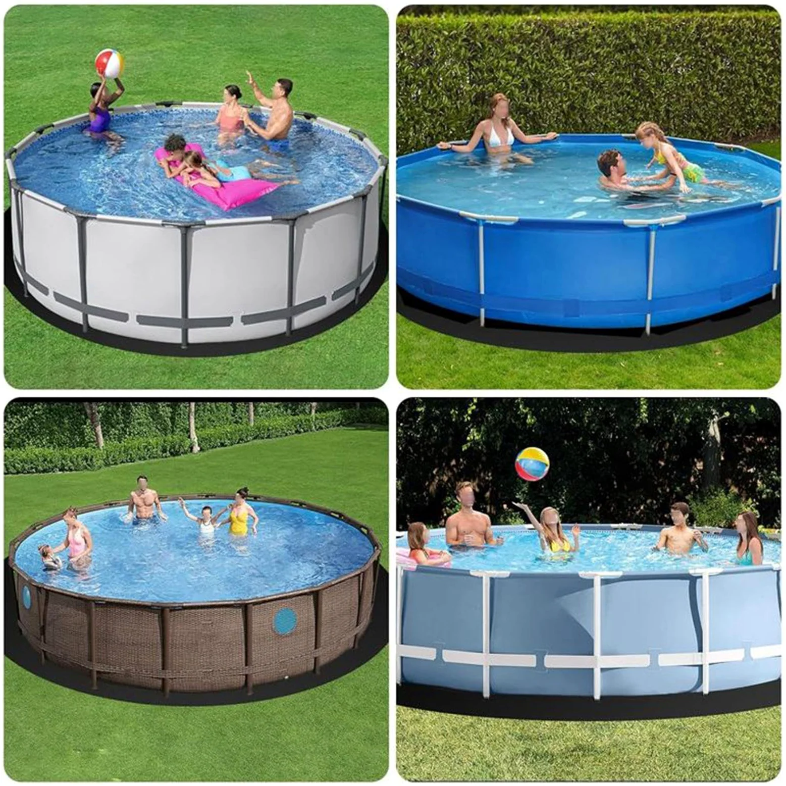Générique Tapis De Sol pour Piscine Hors Sol Ronde, Epais Bâche De Sols pour Piscine Rond De 300 366 400 440 Cm, Noir Antidérapant Tapis De Sols Protecteur pour Spa Gonflable Accessoires D'extérieur