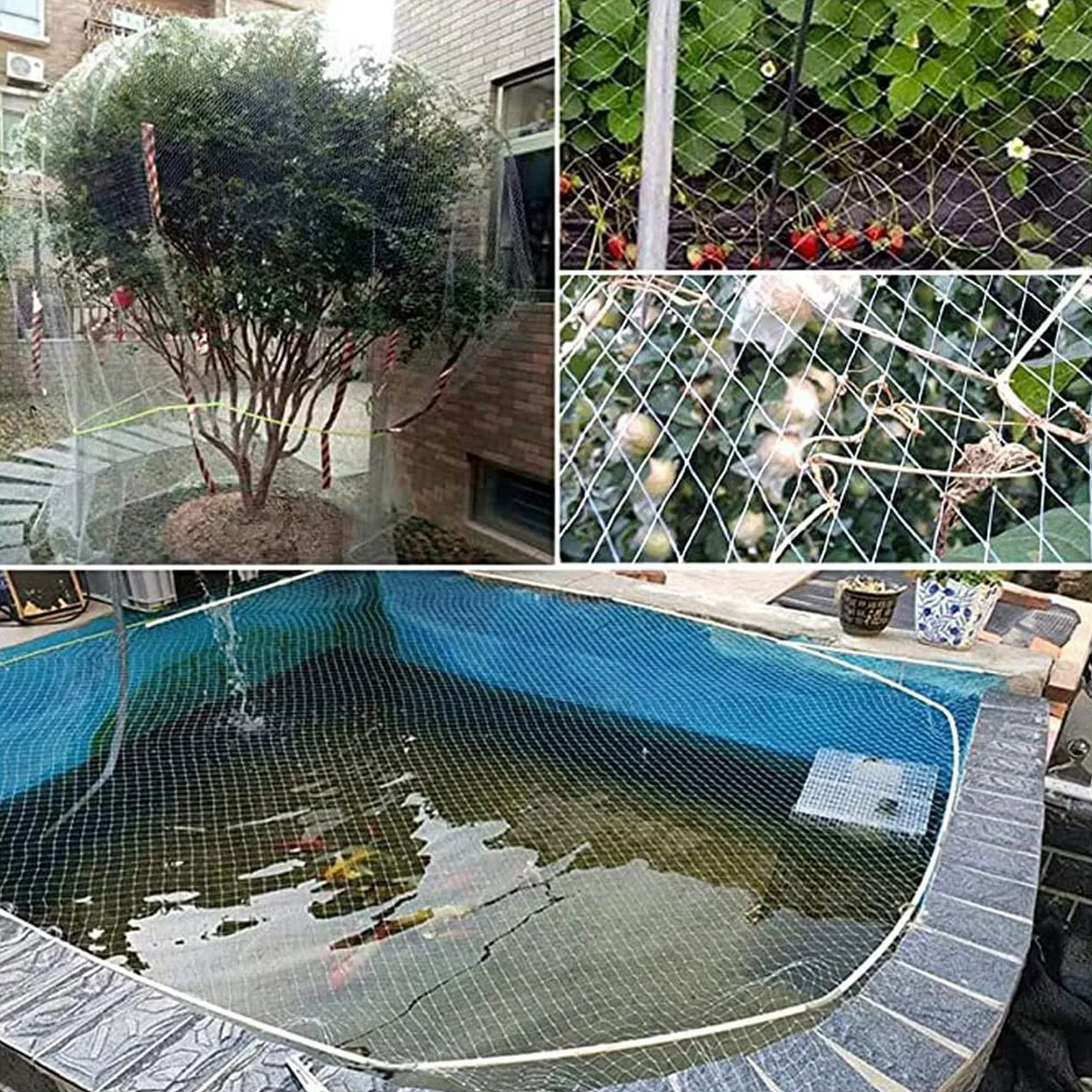Filet Anti Oiseaux en Maille Filet de Protection Jardin(5m x 15m) | Filet Anti Pigeon Transparent, Filet Anti-Oiseaux pour Balcon, Bassin, Fruits, Légumes et Plantes, Oiseaux Contrôle