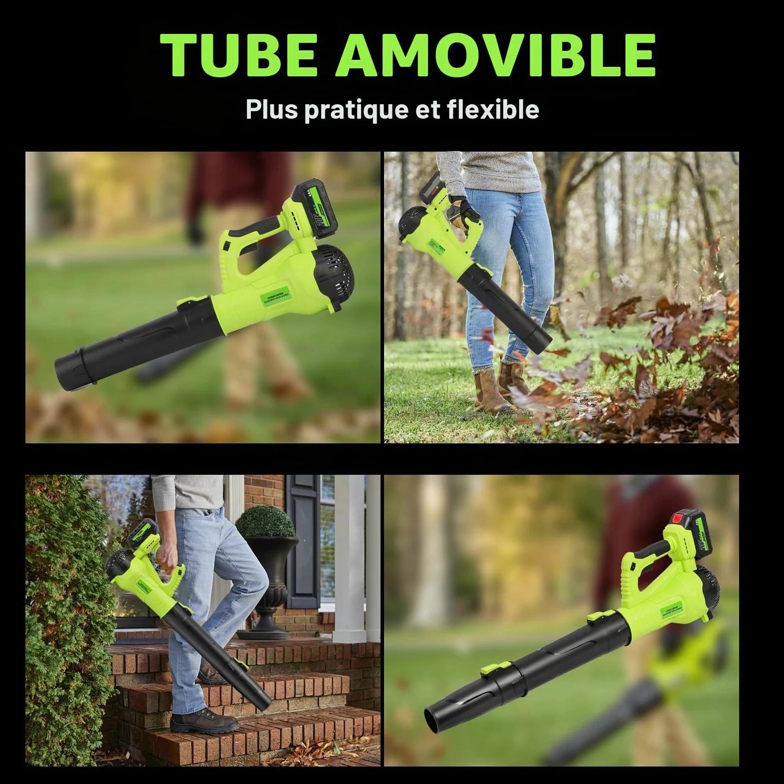 Souffleur de Feuilles sans Fil Nexalite 21V, 2x4Ah, 172 km/h, 6 Vitesses | 172 km/h + moteur 280W; 2 batteries 4Ah (30–40 min); 1,3 kg; 2 buses; jardin, allées, garage, voiture