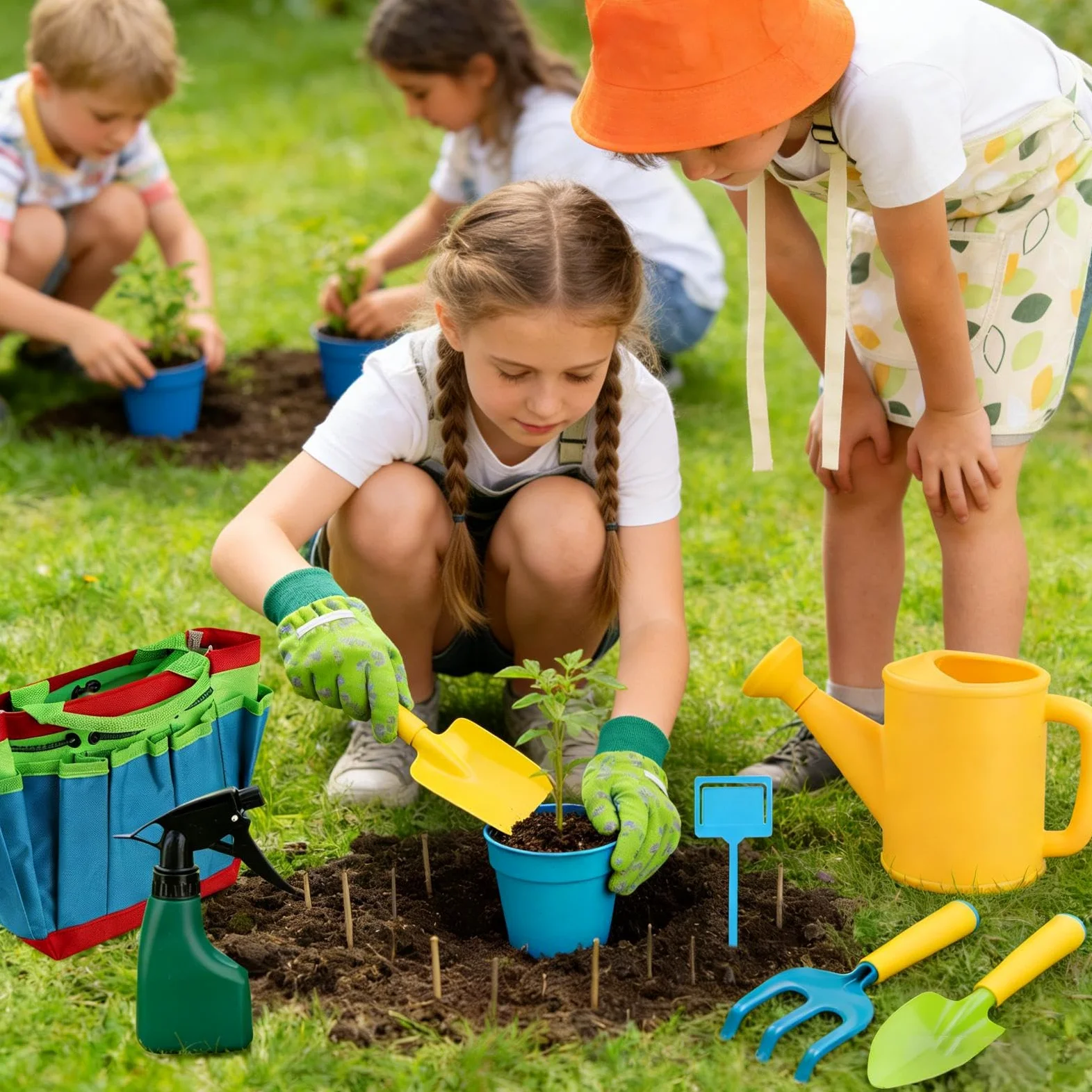 Outils de jardin pour Jouet de pelle et râteau pour plantation | Ensemble de jardin 11 pièces pour enfants pour la plage, la plantation, l'excavation, le patio et le gazon