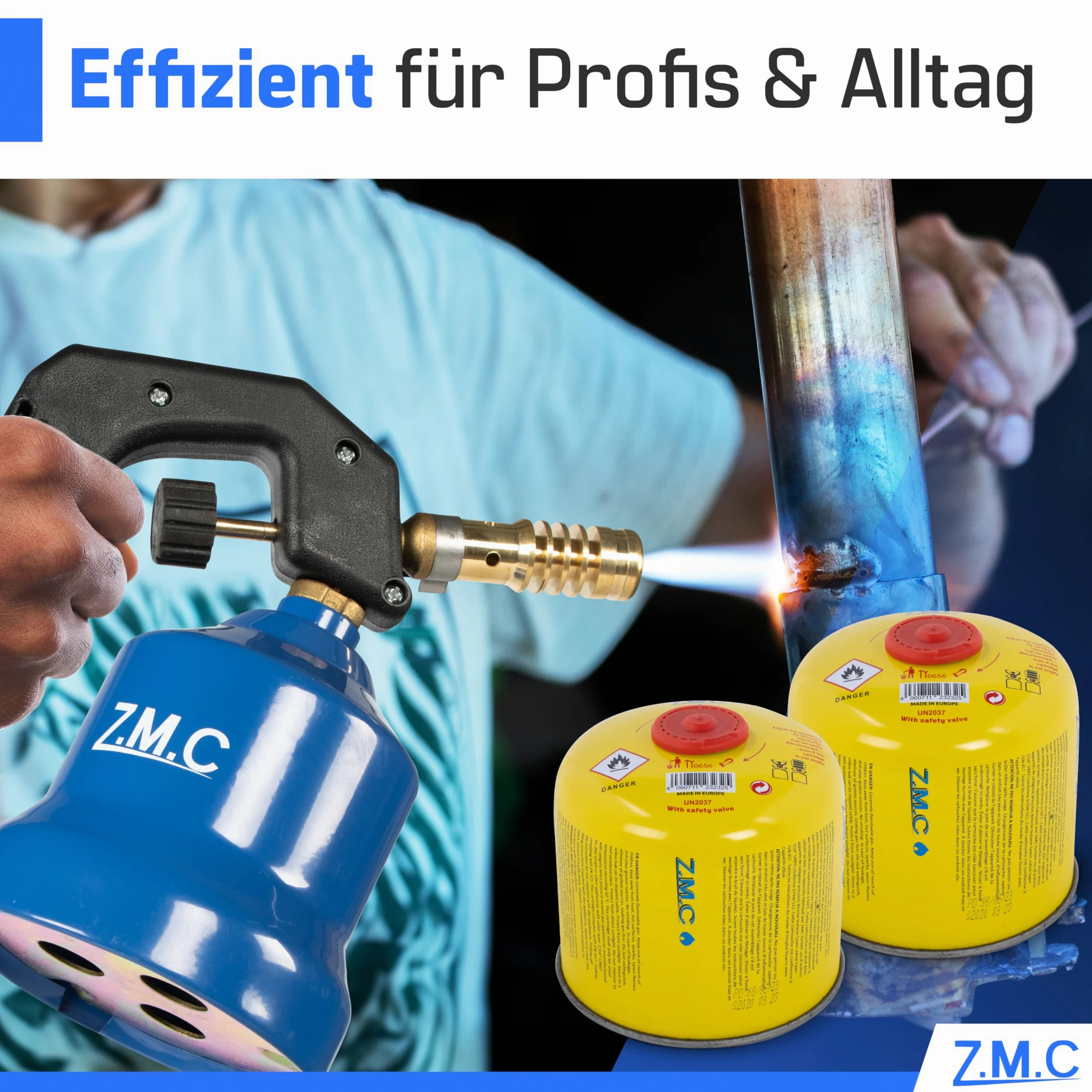 Z.M.C Lot de 13 cartouches de gaz de 300 g, propane/butane de 600 ml, cartouche de gaz EN417 avec raccord Euro - Cartouche à visser pour réchaud à gaz, brûleur à gaz, désherbeur, boîte de gaz sous