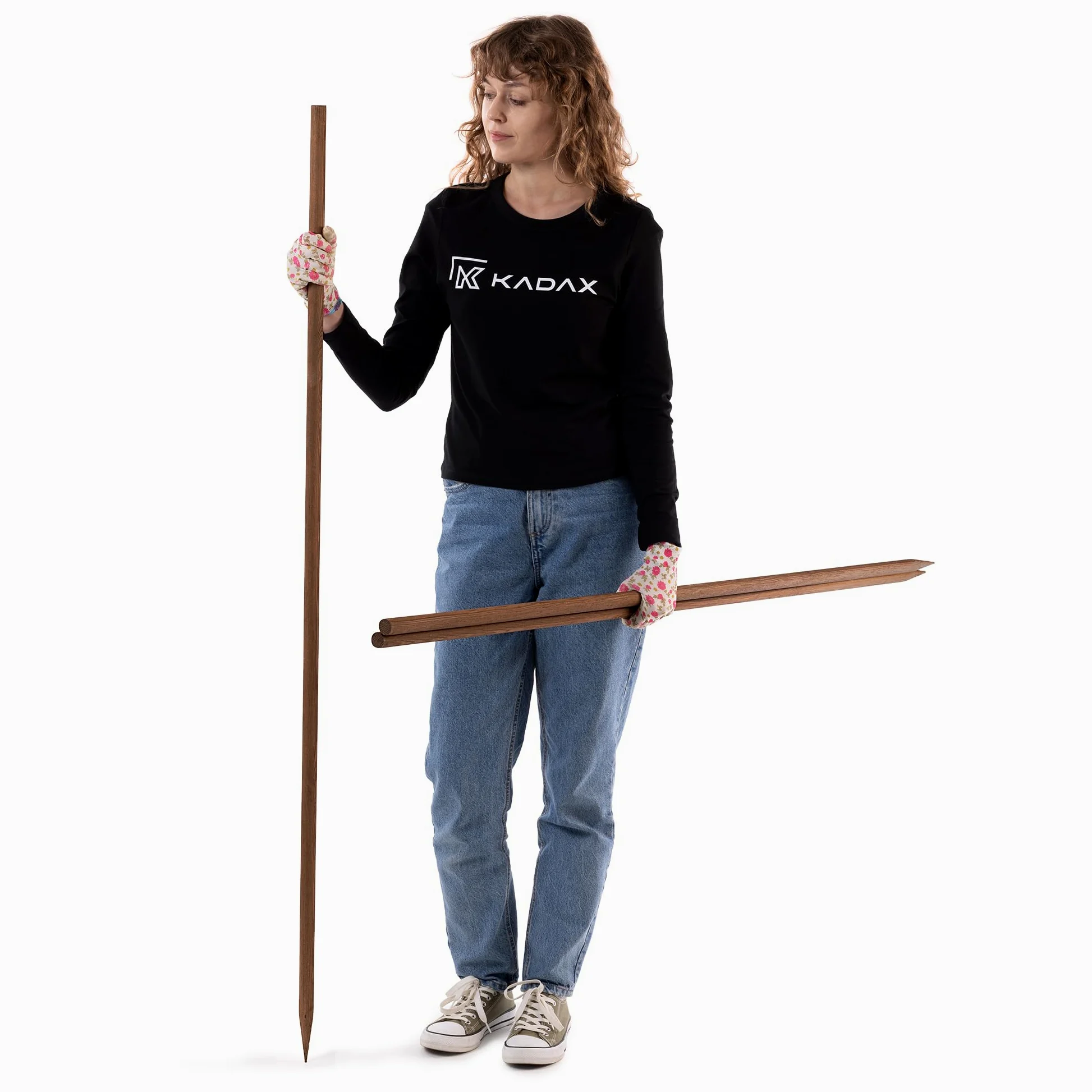 KADAX Bâtons en bois 150 cm x 23 mm, lot de 10, tuteurs en bois imprégné, piquets en bois comme aide à l'ascension pour plantes, arbres, tomates et arbustes, tuteur pour tomates