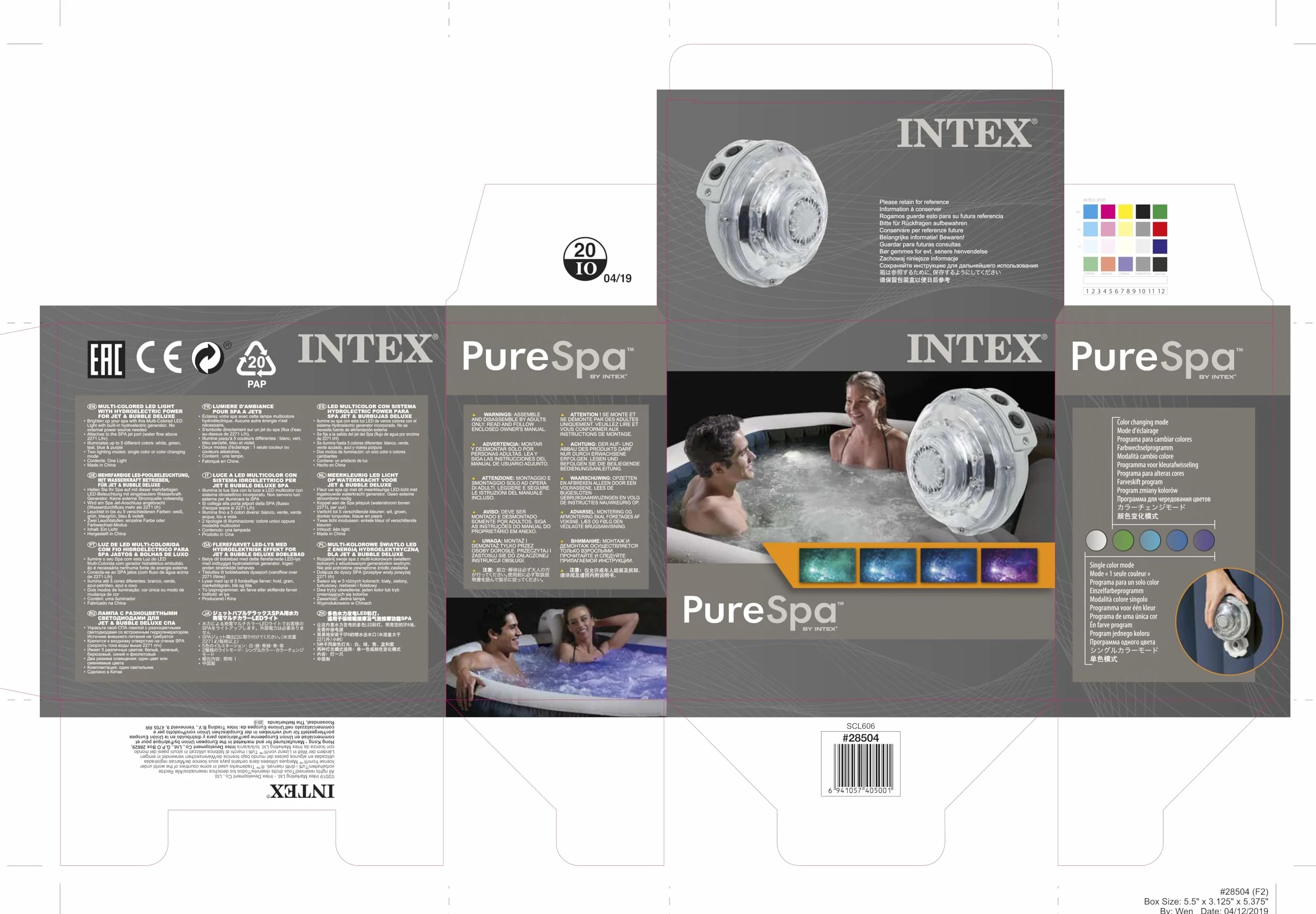 Intex lumière d'ambiance multicolore LED pour pure spa à jets