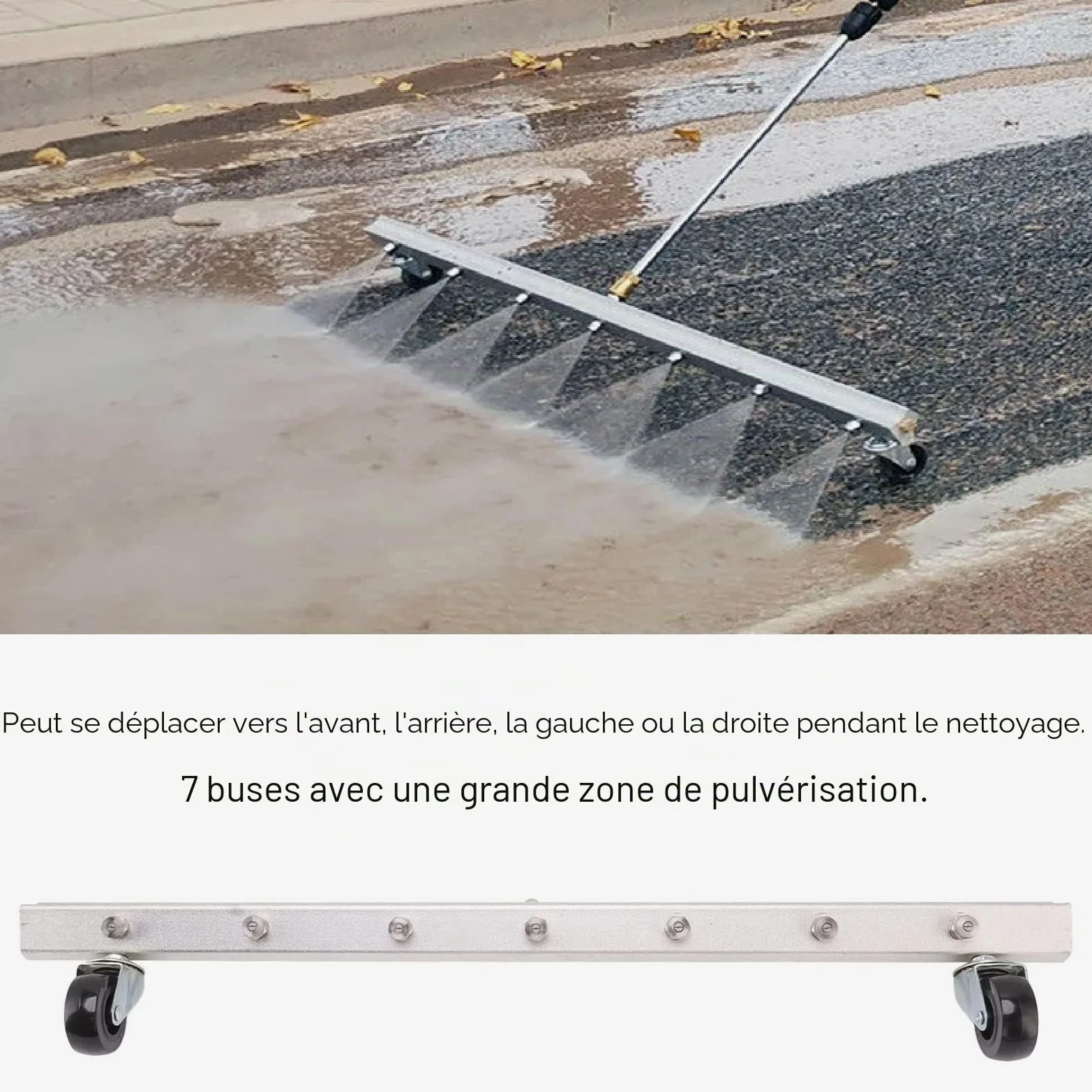 TOPINCN Nettoyeur Haute Pression de Train de Roulement 7 Trous Nettoyeur Haute Pression Balai d'eau 1/4 Connecteur Rapide Nettoyeur de Train de Roulement 4000psi 65cm