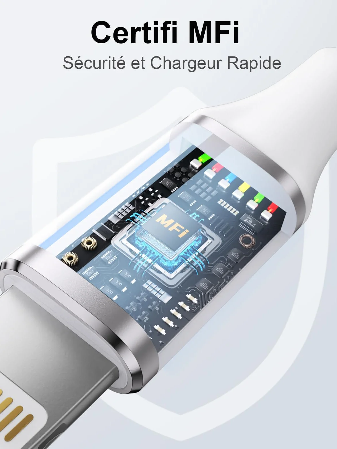 Câble iPhone 2M Lightning USB MFi Charge Rapide Nylon Tressé pour iPhone 14 13 12 11 Pro Max XS XR X 8 7 6 6s SE iPad