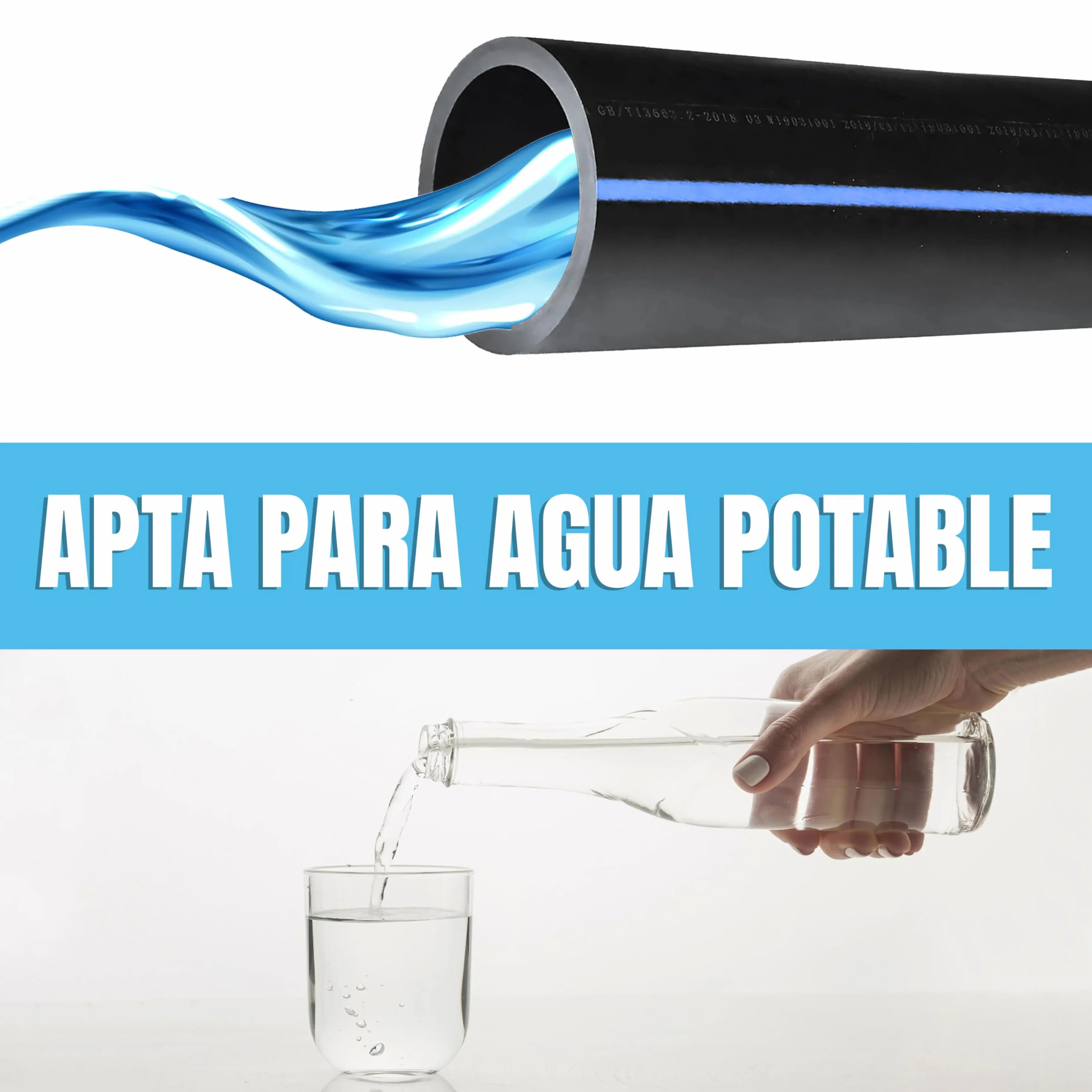 ESTO Tuyau d'irrigation 25 PN 100 mètres ⌀ 25mm, Tuyau d'eau jardin polyéthylène haute densité, Irrigation haute pression
