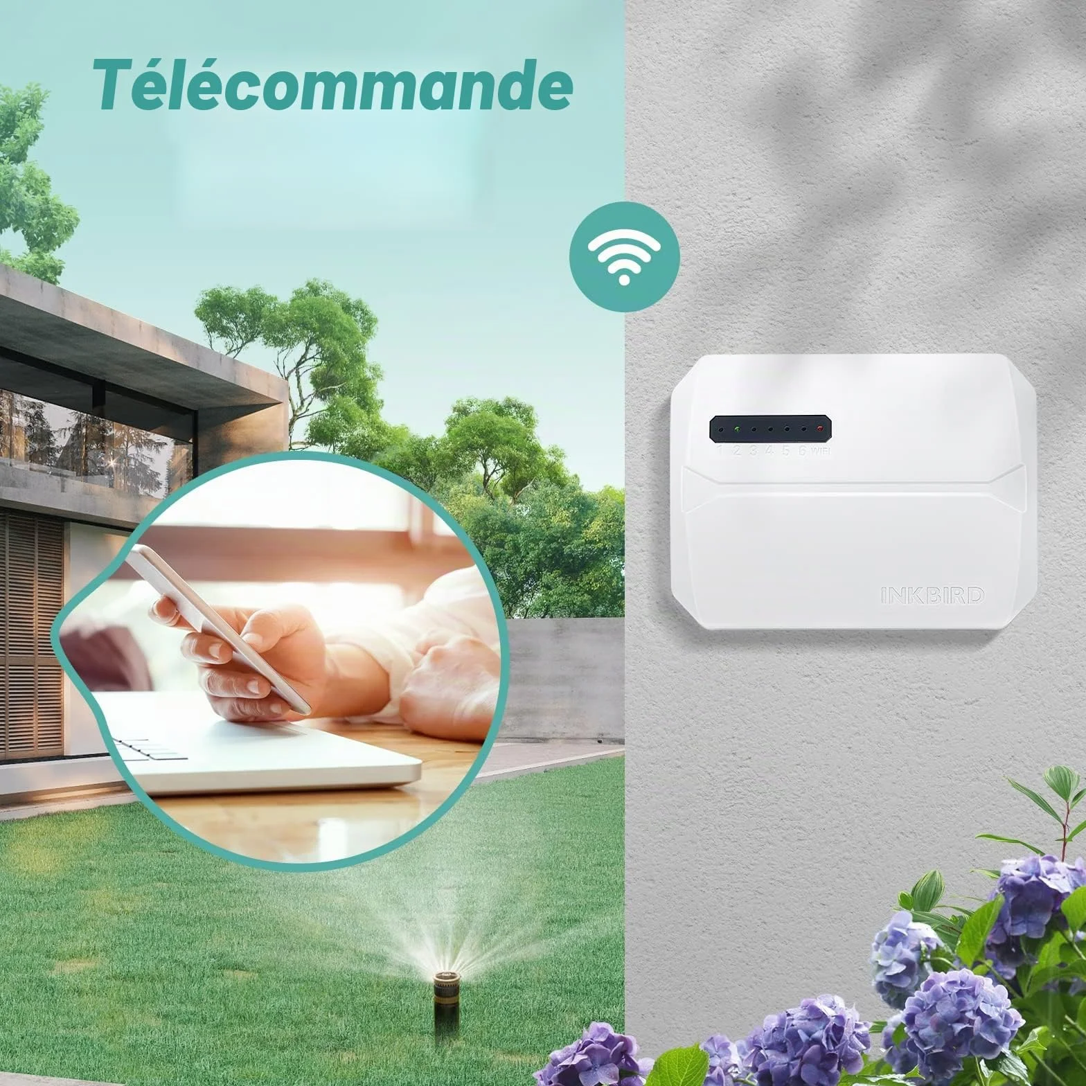 Inkbird Programmateur Arrosage WiFi 6 Voies, Minuterie Irrigation Intelligent Contrôleur Automatique Jardin APP