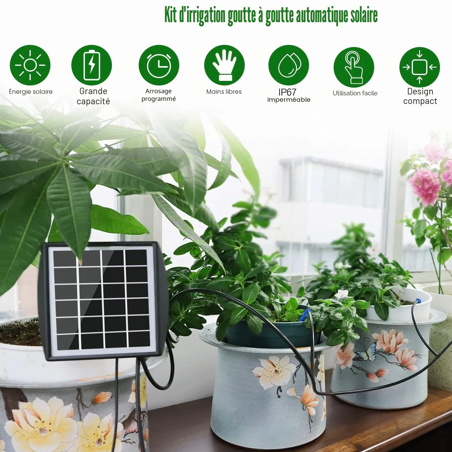 JIYANG Arrosage Automatique Goutte à Goutte 10m Tuyau 6 Modes Anti-siphon Jardin Kits
