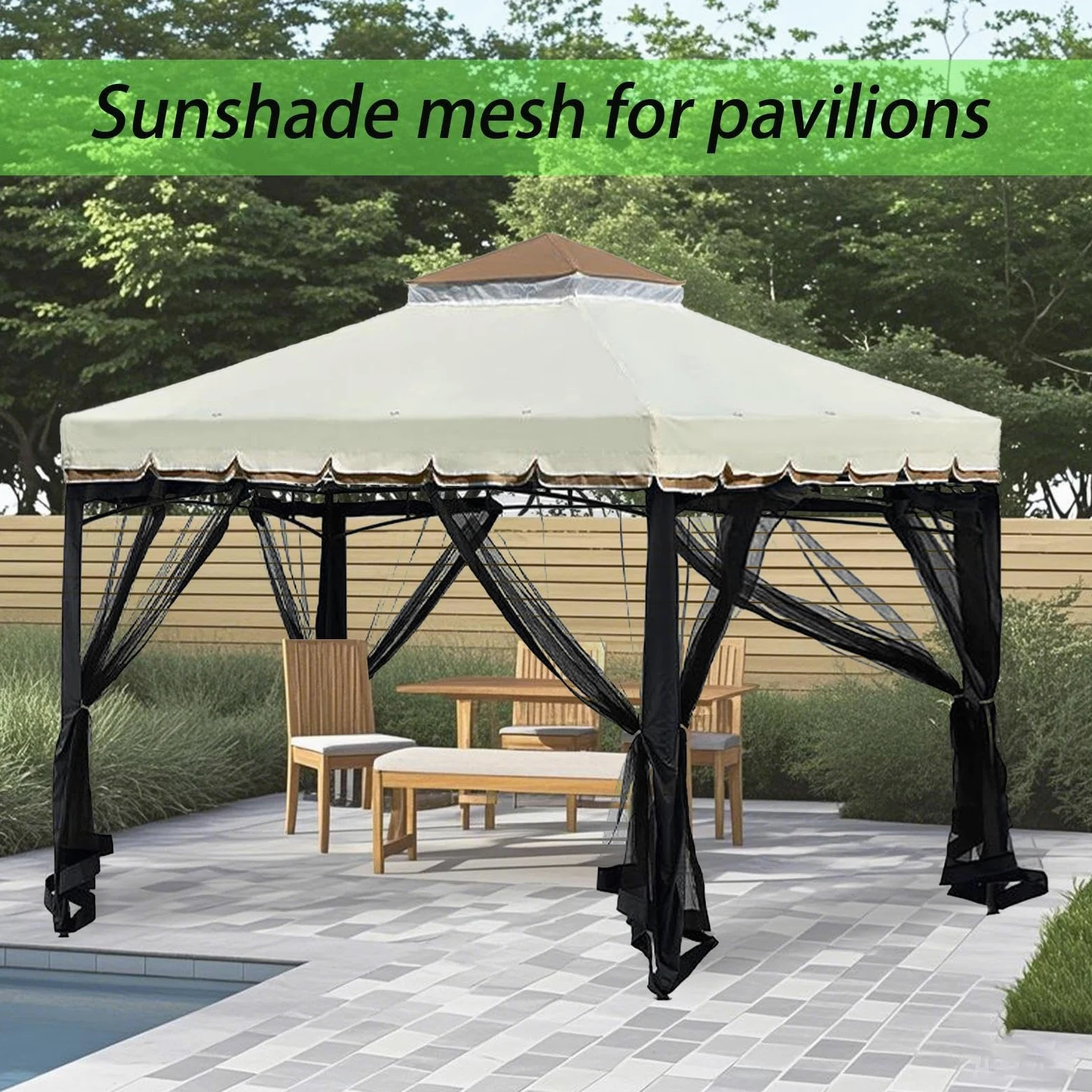 Filet De Canopée pour Patio 4 Pièces Pare-Anti-Moucherons Ventilées | pare-pour tonnelle Pour Extérieur, Jardin, Terrasse, Balcon, Camping, Tente, Pique-Nique, Camping-Car,