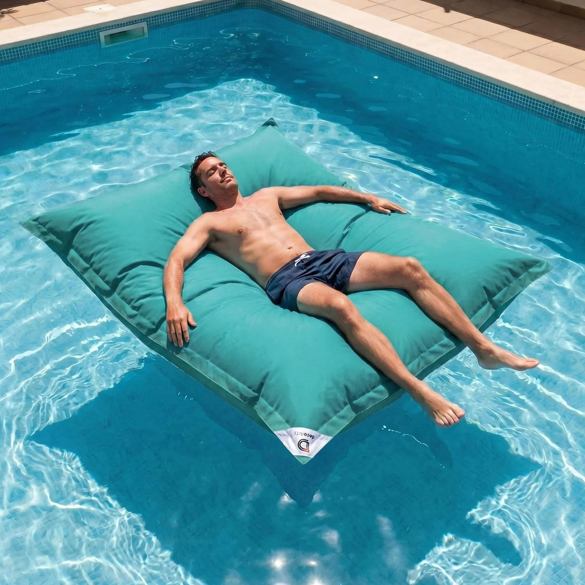 Housse pour Pouf Géant XXL 180x140cm Déhoussable Flottant Piscine Bleu Caraïbes