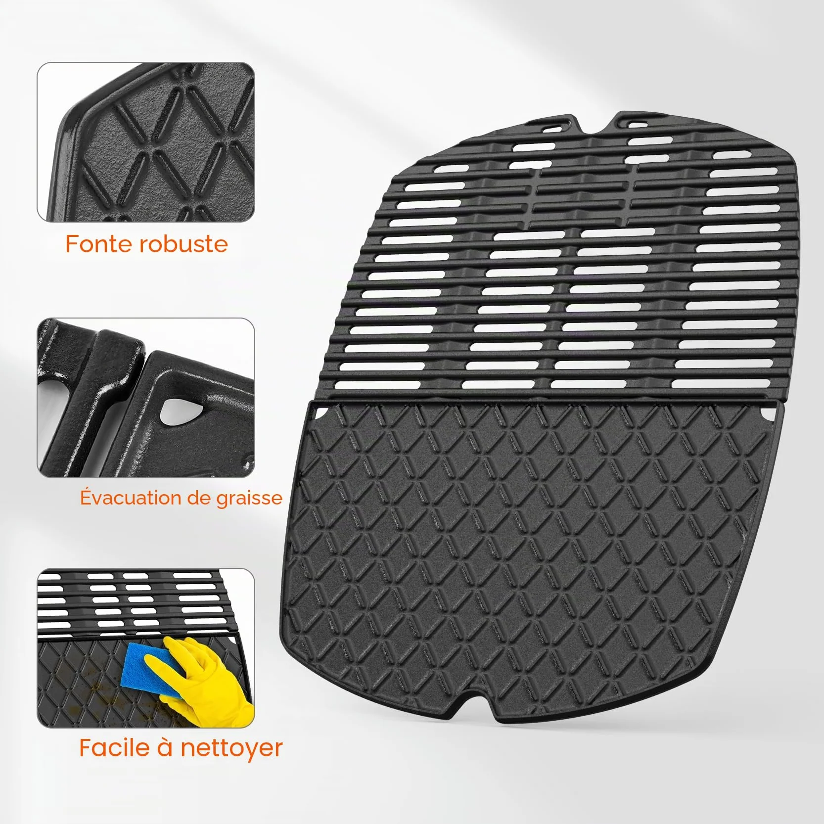 onlyfire Plaque de Cuisson Réversible Grille Weber Q 200/2000 Pièces Rechange 6559 7645 Barbecue Fonte