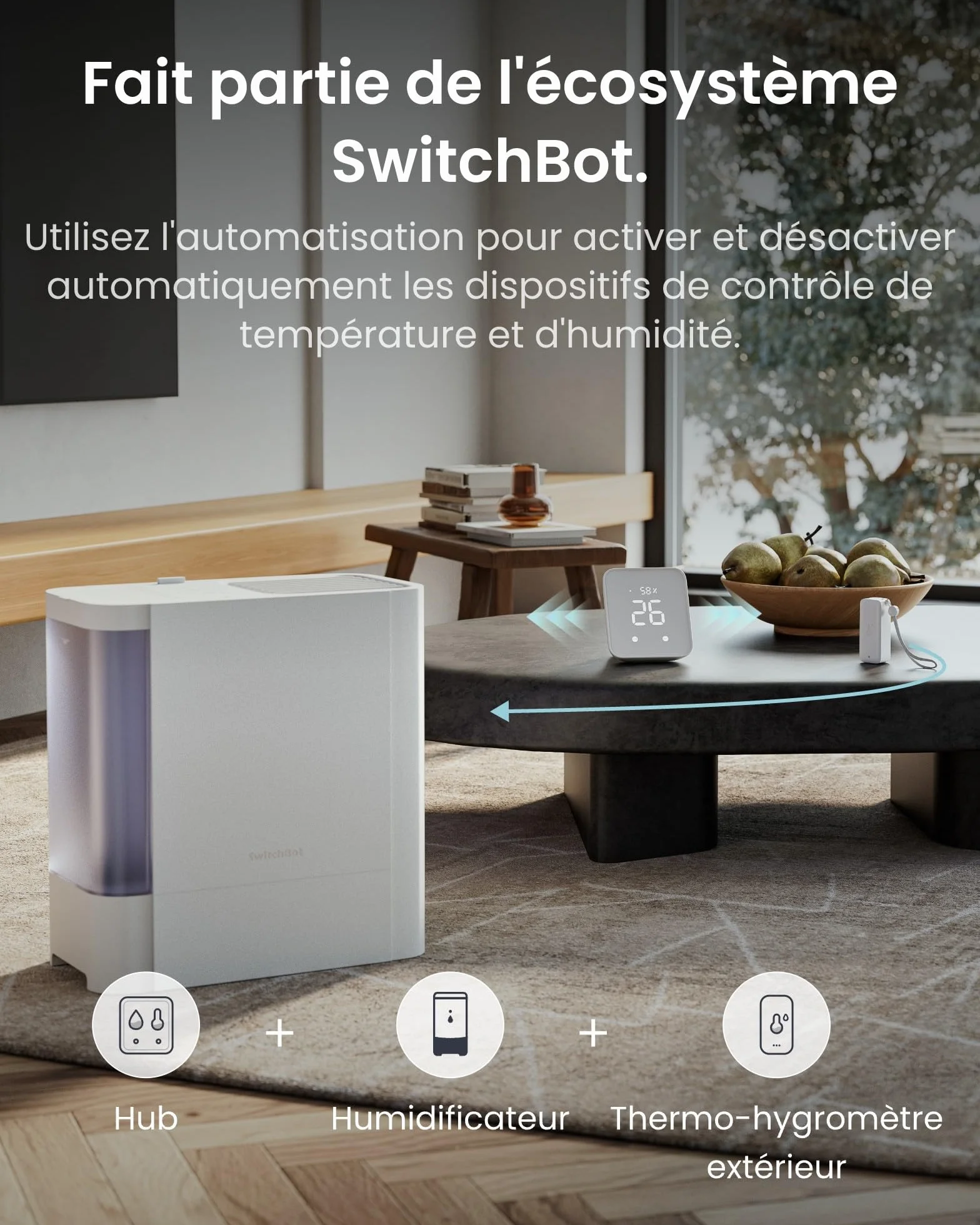 SwitchBot Lot 2 thermomètres hygromètre IP65 Bluetooth Capteur humidité intérieur extérieur