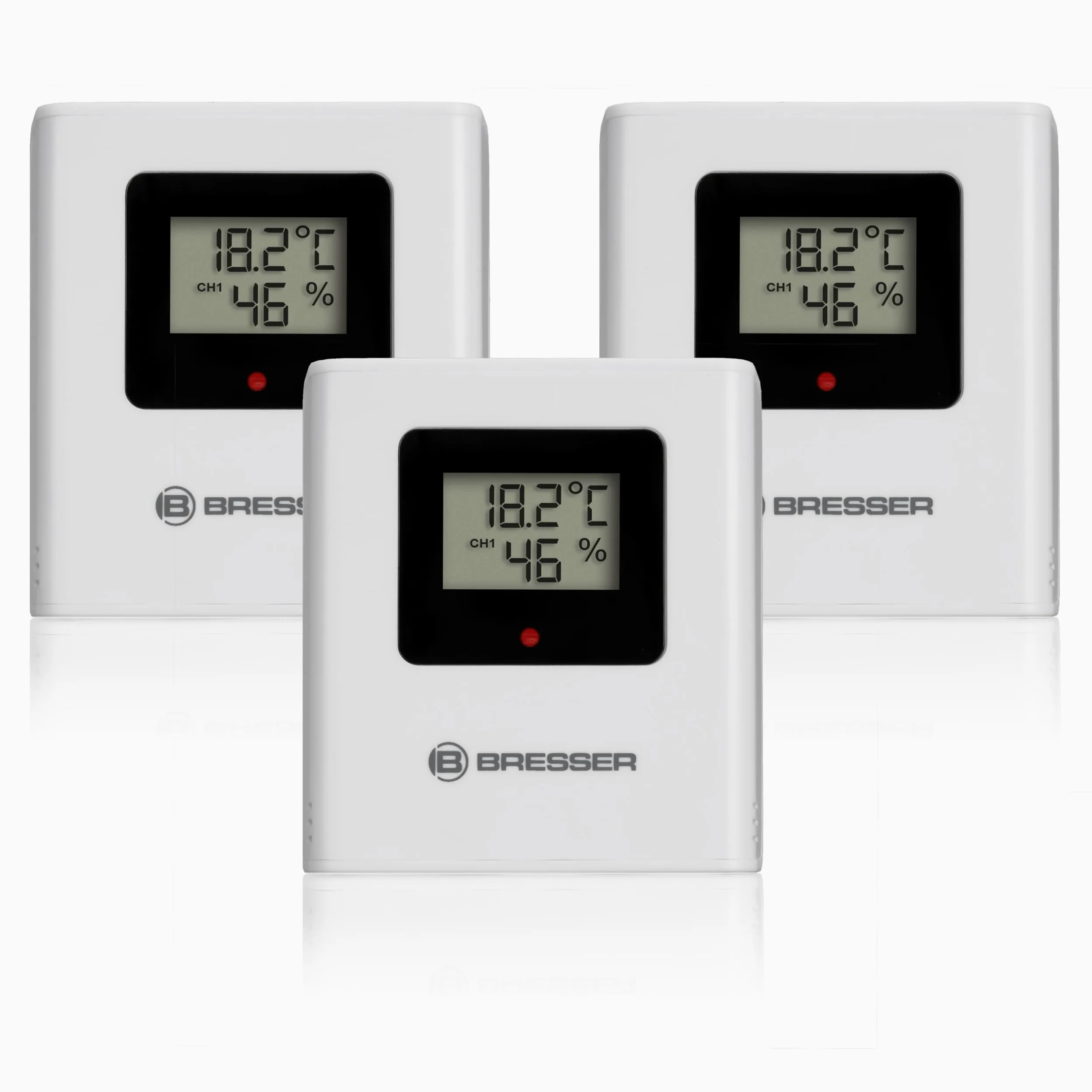 Bresser Station météo sans fil avec capteur extérieur Quadro Individio avec 4 points de mesure différents, 3 capteurs extérieurs pour la température et l'humidité de l'air | Bresser Quadro Individio Station météo sans fil, 3 capteurs, couleur