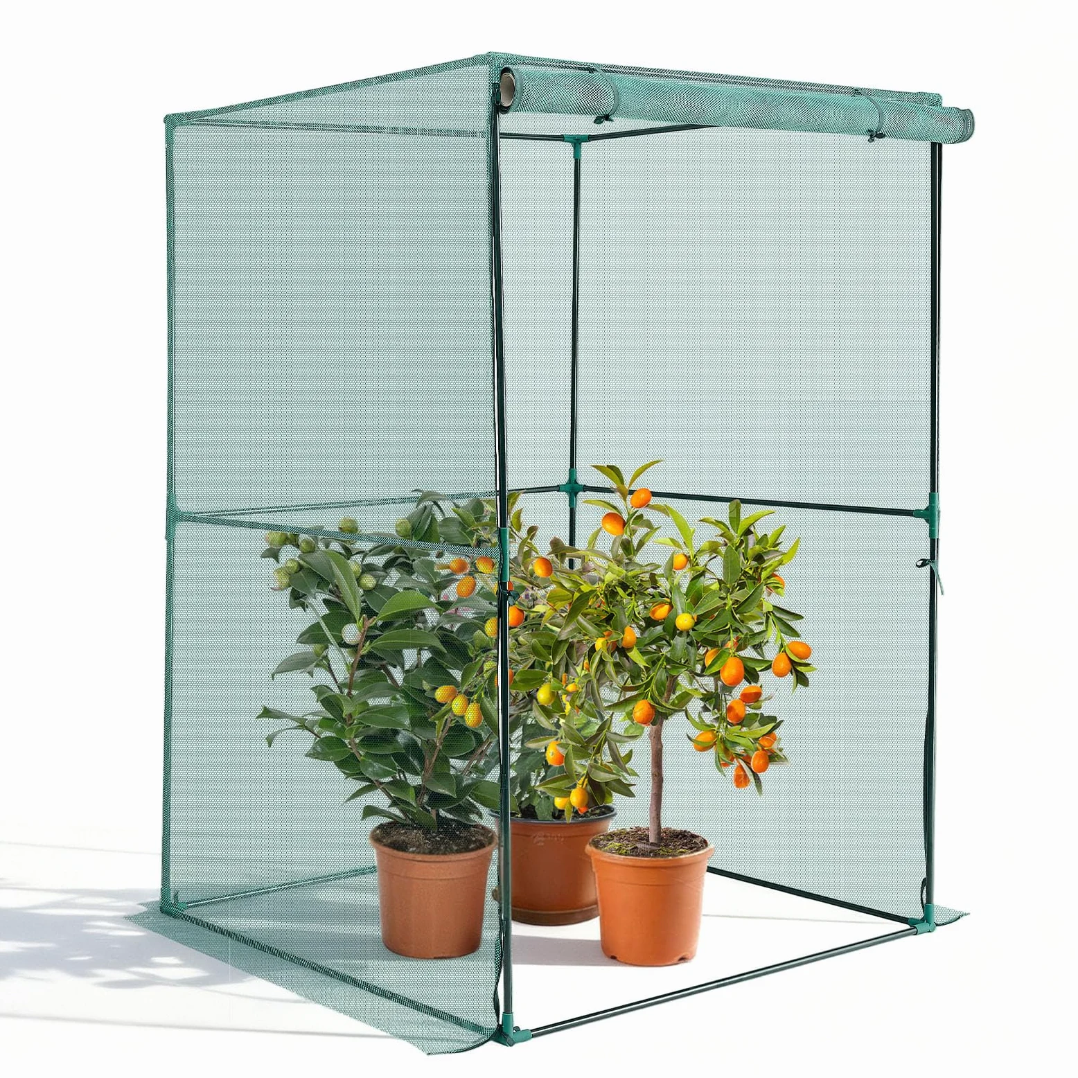 VEVOR Cage à Culture Jardin 1,2x1,2x1,8 m Cage à Plantes avec Porte Zippée pour Tomates, Filet Anti Oiseaux Résistante au Vent Filet de Protection de Plantes Couverture de Potager Surélevé Extérieur