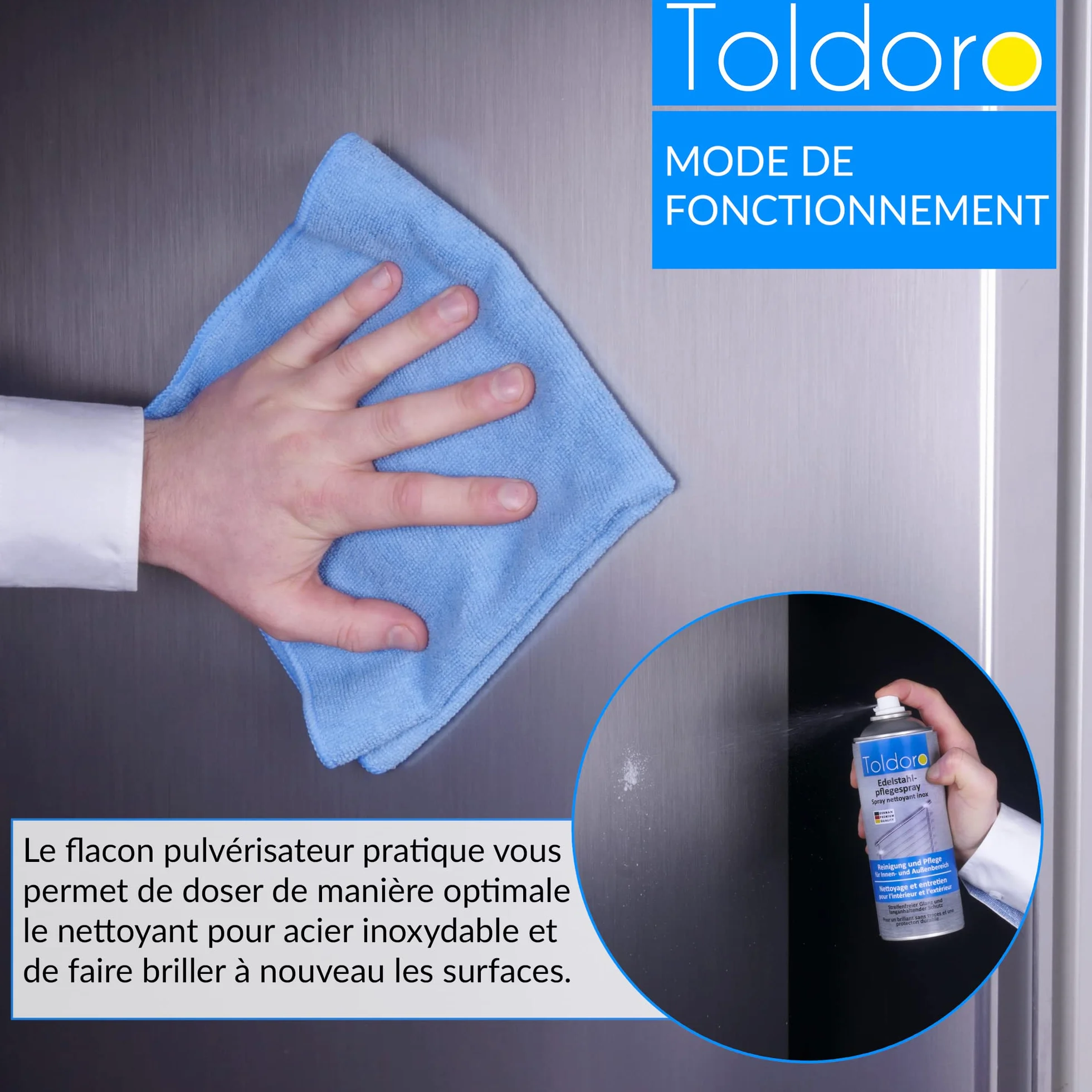 Nettoyant inox professionnel 400ml Toldoro vaporisateur degraissant barbecue cuisine
