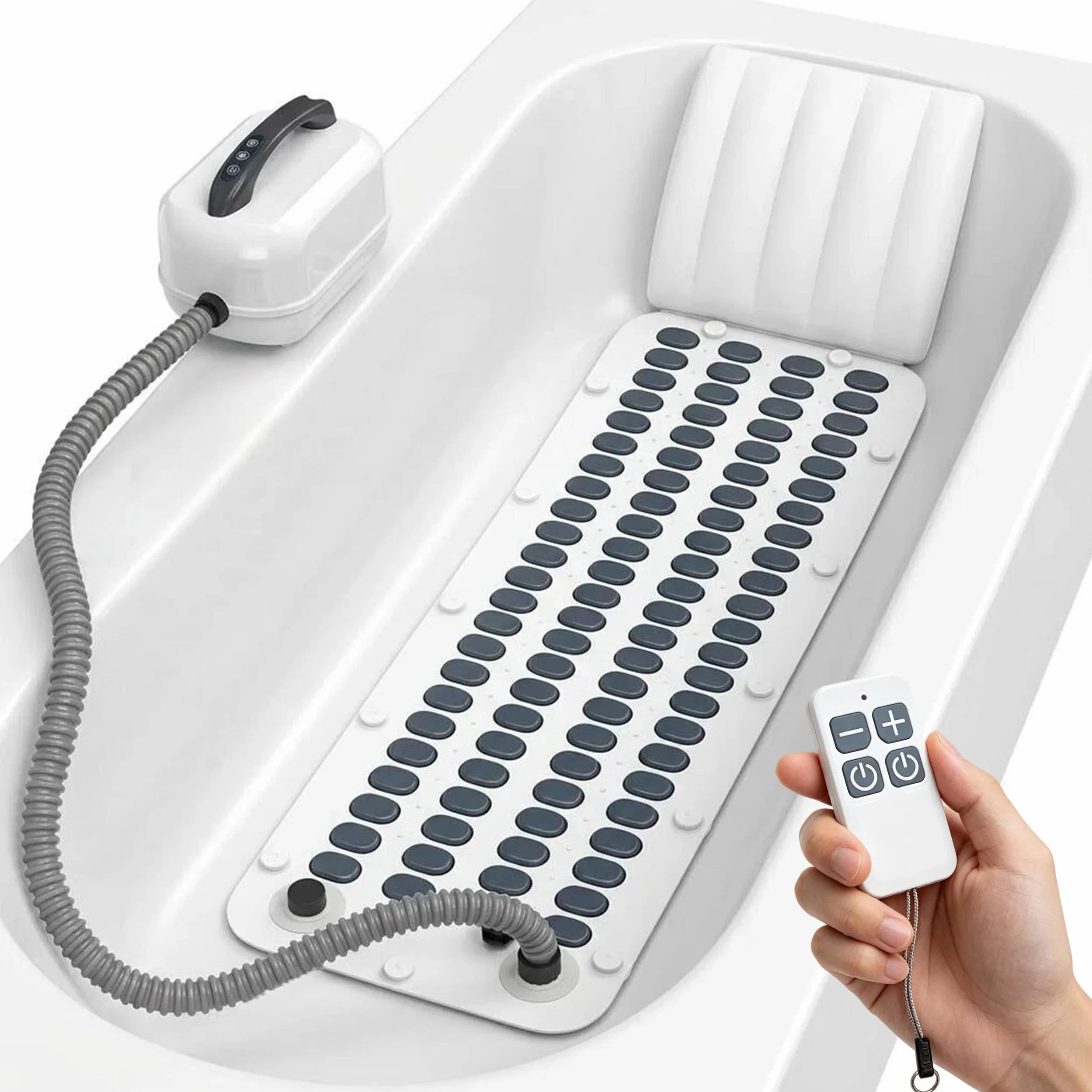 Tapis de Bain moussant avec Coussin | tapis de spa avec ventouses antidérapantes, avec 6 vitesses de bulles