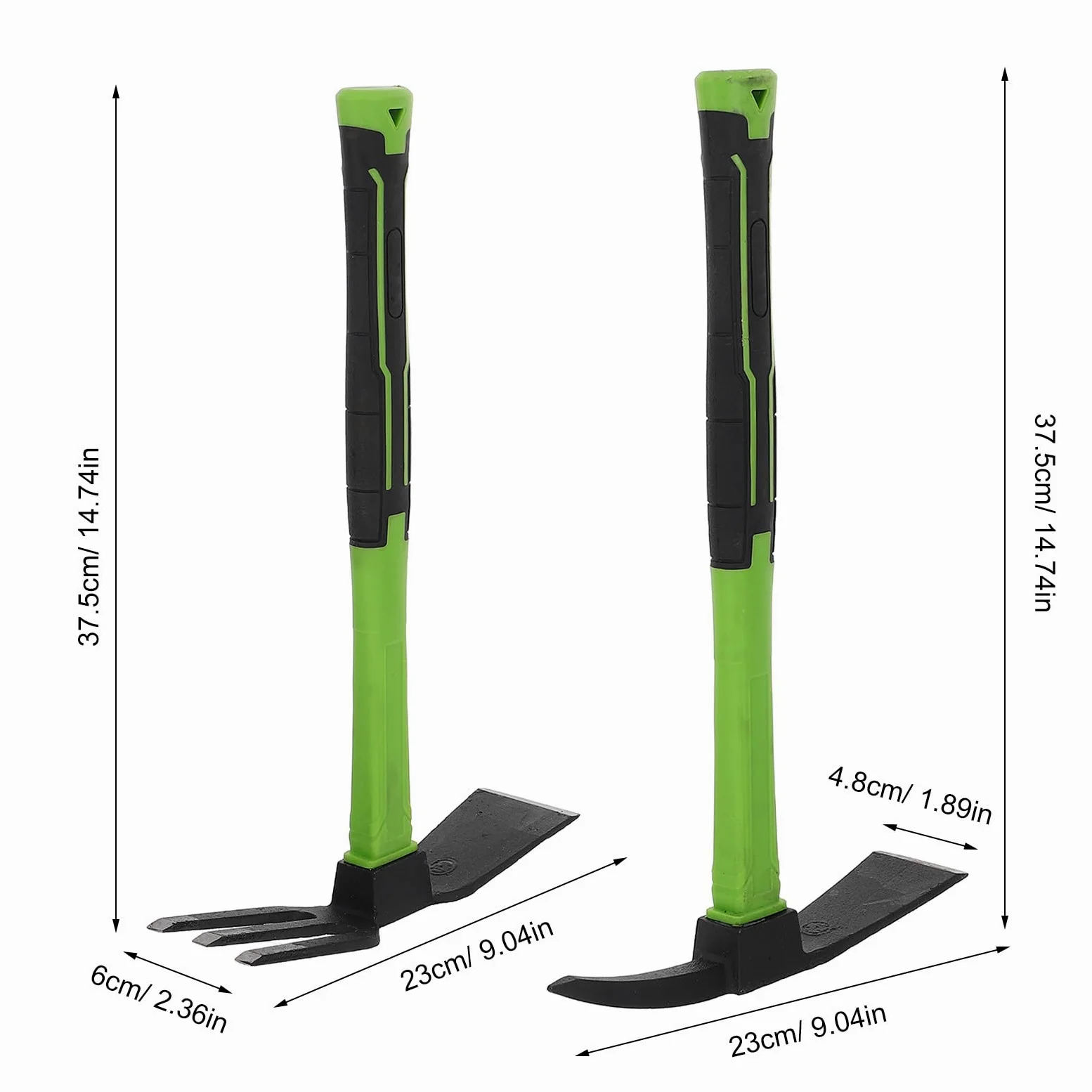 INOOMP Ensemble de 1 houe, cultivateur et râteau à main pour jardin, | Houe et râteau robustes en acier au manganèse, outils de désherbage et de bêchage avec trou de suspension pour