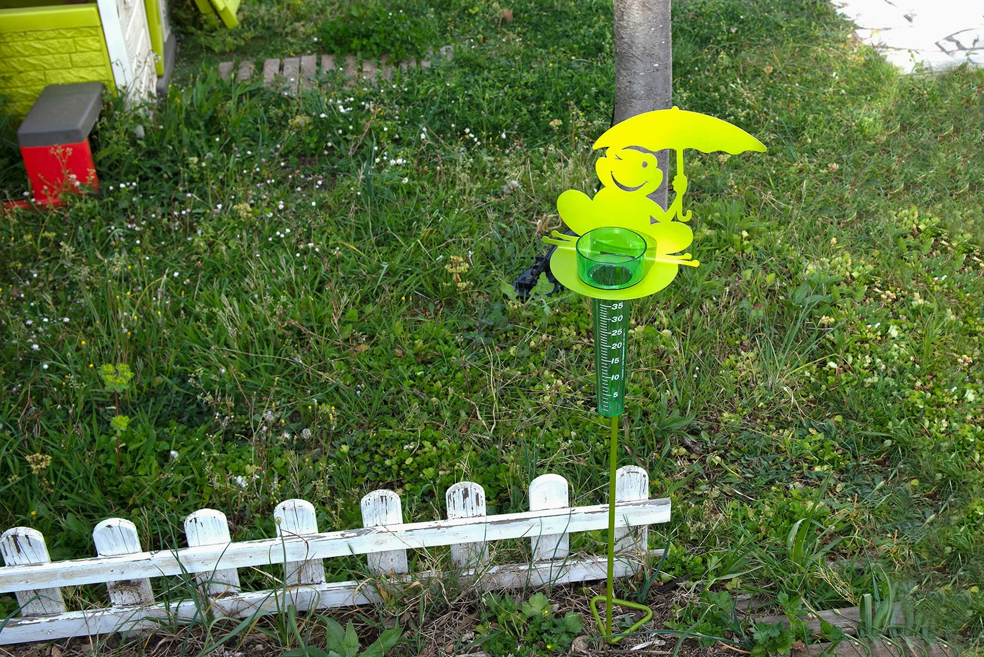 Louis Moulin Support pluviomètre à piquer Grenouille Ht 1,16 m - Vert anis - Made in France