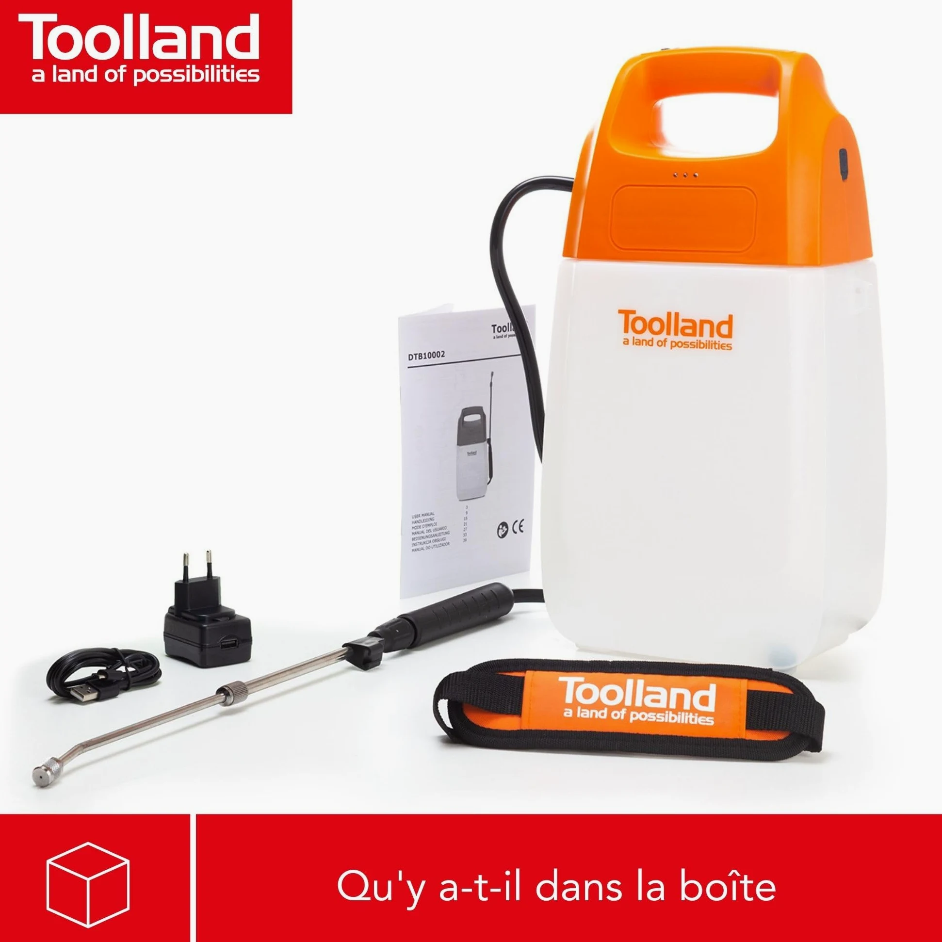 Toolland Pulvérisateur à Batterie Rechargeable 6L, pulverisateur électrique avec Lance, buse réglable, Ceinture, pulvérisateur de Jardin pour arrosage, désherbage et Protection des Plantes, Blanc,