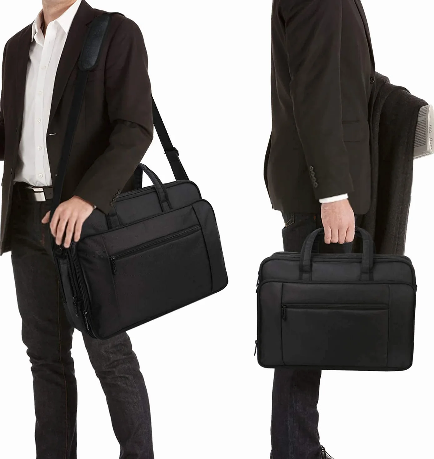 Mancro Sacoche Ordinateur Portable 17 Pouces, Mallette d'Affaires étanche Multifonctionnelle Noir