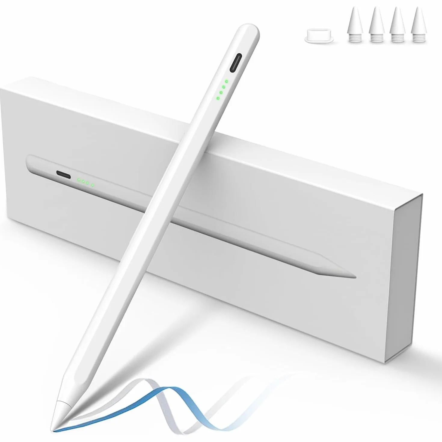 Stylet pour Apple iPad 2018-2025, Magnétique Recharge Rapide, Rejet de Paume, Compatible iPad 11/10/9/8/7/6, Pro M4 13", Air M2/5/4/3, Mini 7/6/5