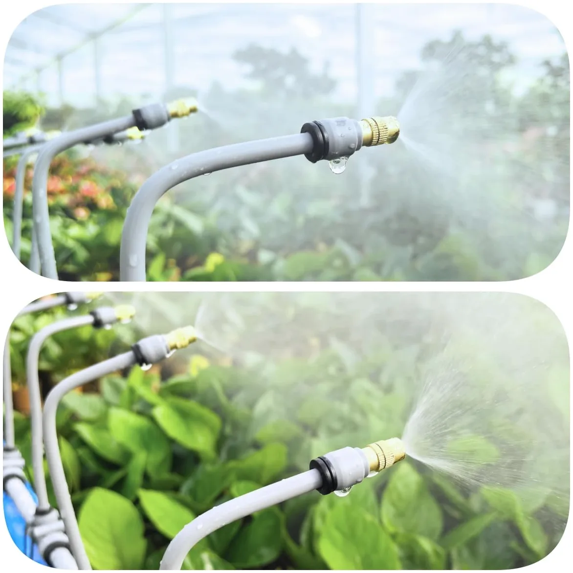 Kit d'irrigation goutte à goutte, système d'irrigation automatique à connecteur rapide, avec compte-gouttes remplaçable, buse en cuivre pour système d'arrosage pour jardin, plantes, pelouse, terrasse