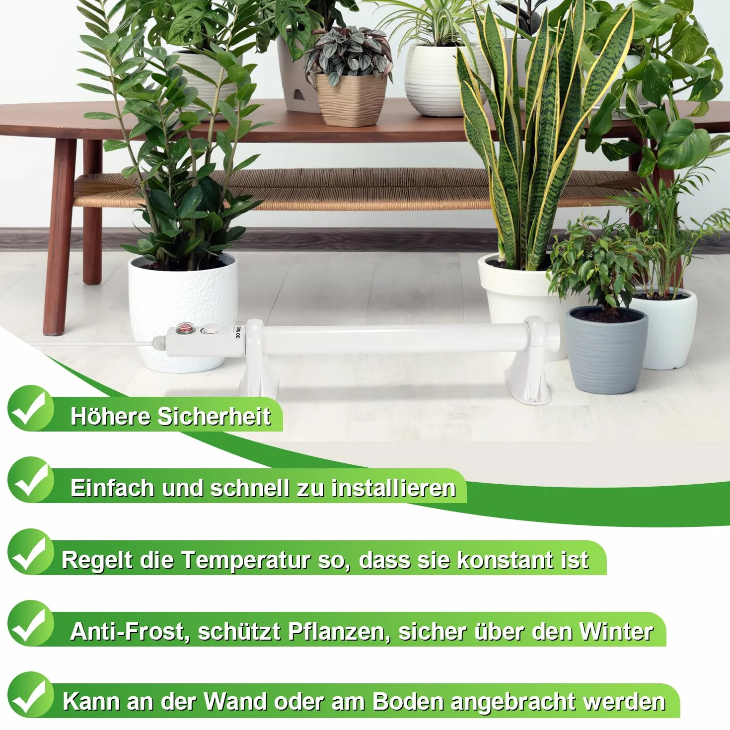 Eulenke Chauffe Serre Électrique 55 W Thermostat Surveillance Gel IP44 Zone Chauffage 3 m²