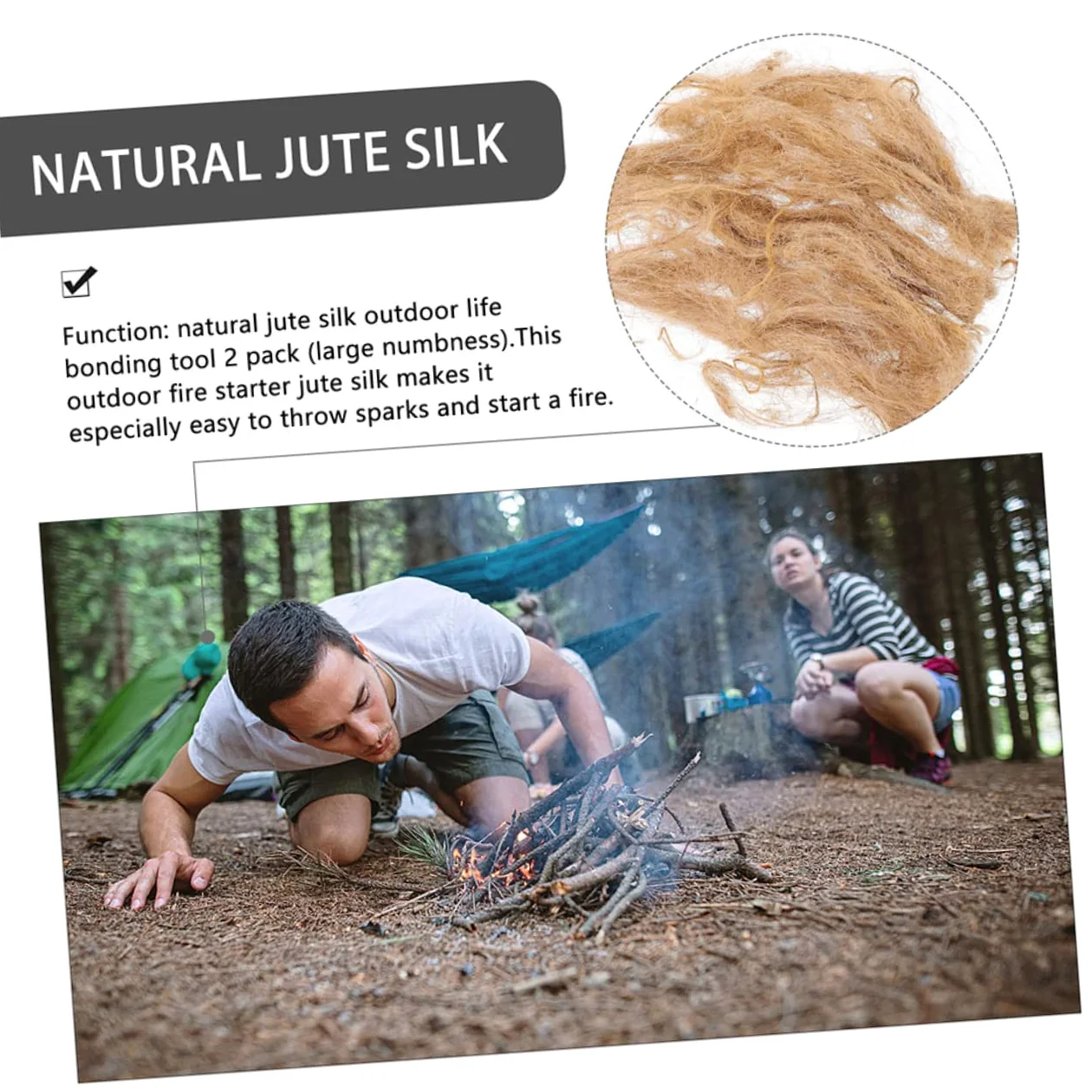 5 Ensembles Soie De Jute - Accessoire De Camping Accessoire De Survie Allume-feu De Camping Allume-feu Extérieur Approvisionnement Allume Feu Light Brown 3 Pièces * 5