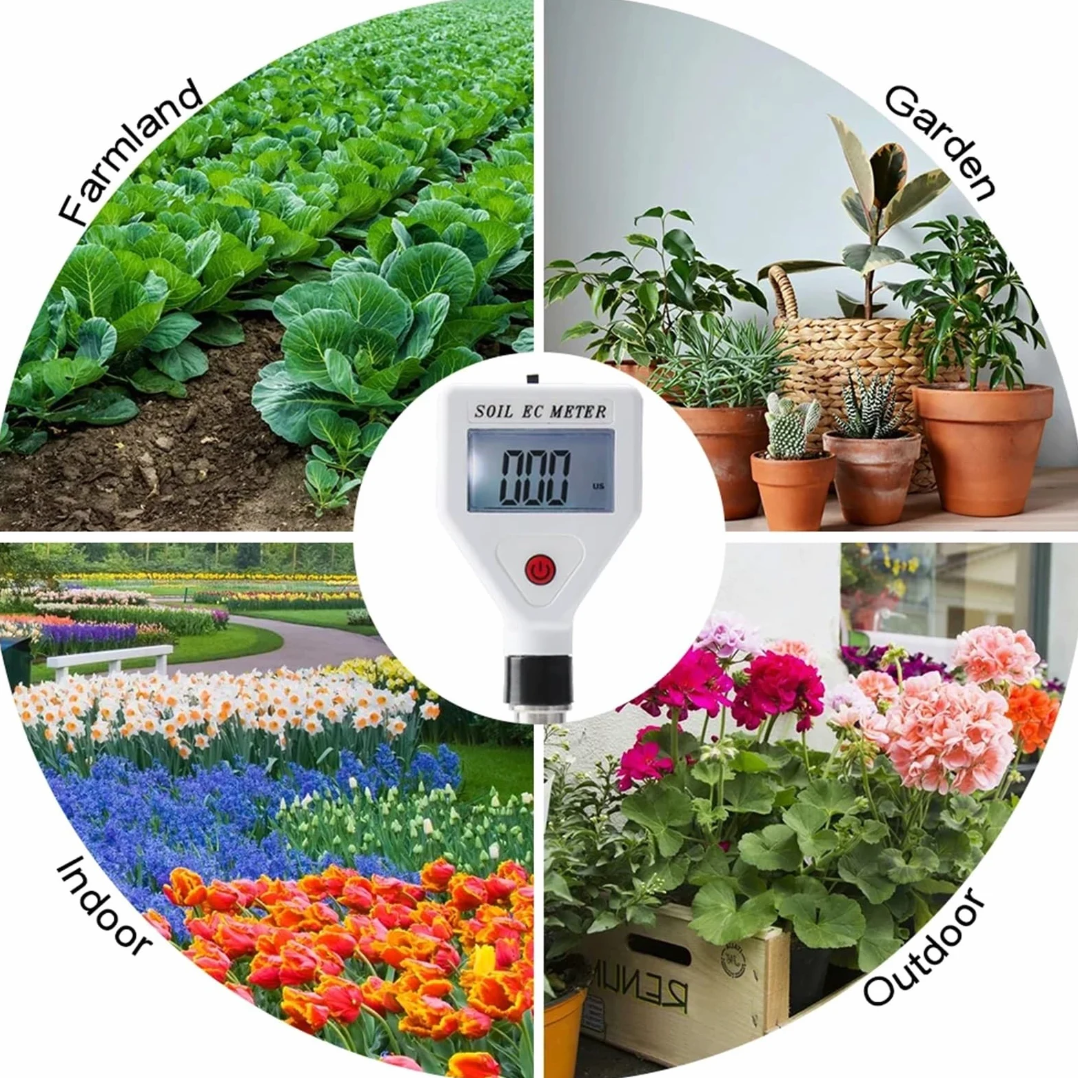 Compteur EC de Sol Professionnel 0-1999us/cm, sonde métallique Haute précision, testeur conductivité numérique ATC for Le Jardinage Fleurs et Les Terres agricoles Jardinage, Agriculture